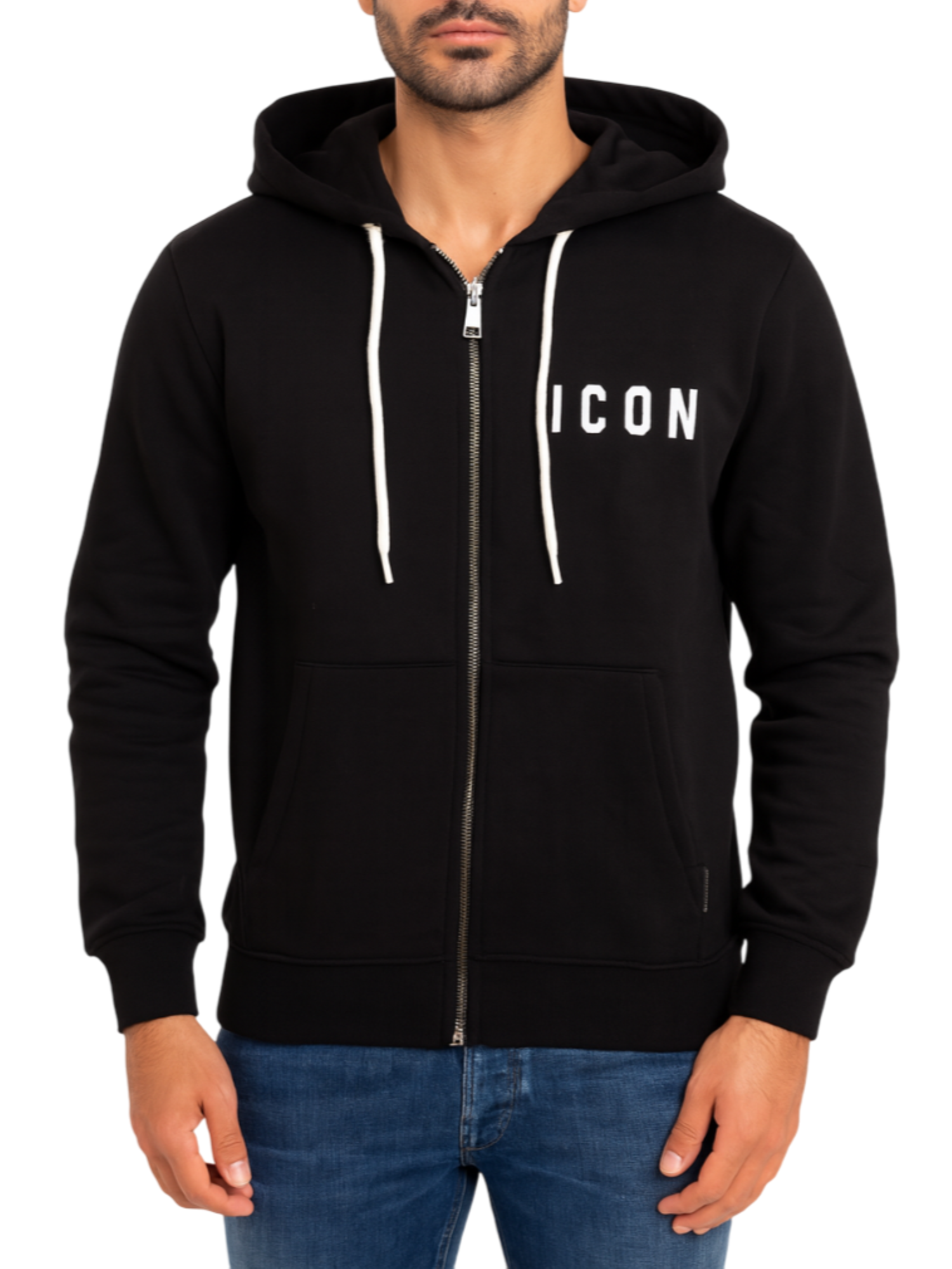 Icon felpa con zip e cappuccio nero ICUF2W6F007 NERO ICON