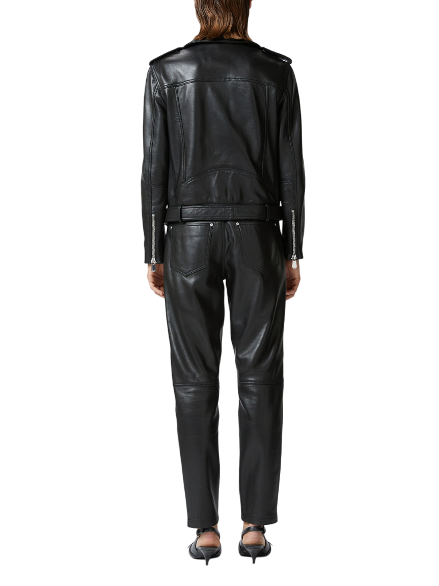 Pinko giubbino chiodo Costa Rica in pelle nero 103897-A21L Z99 PINKO
