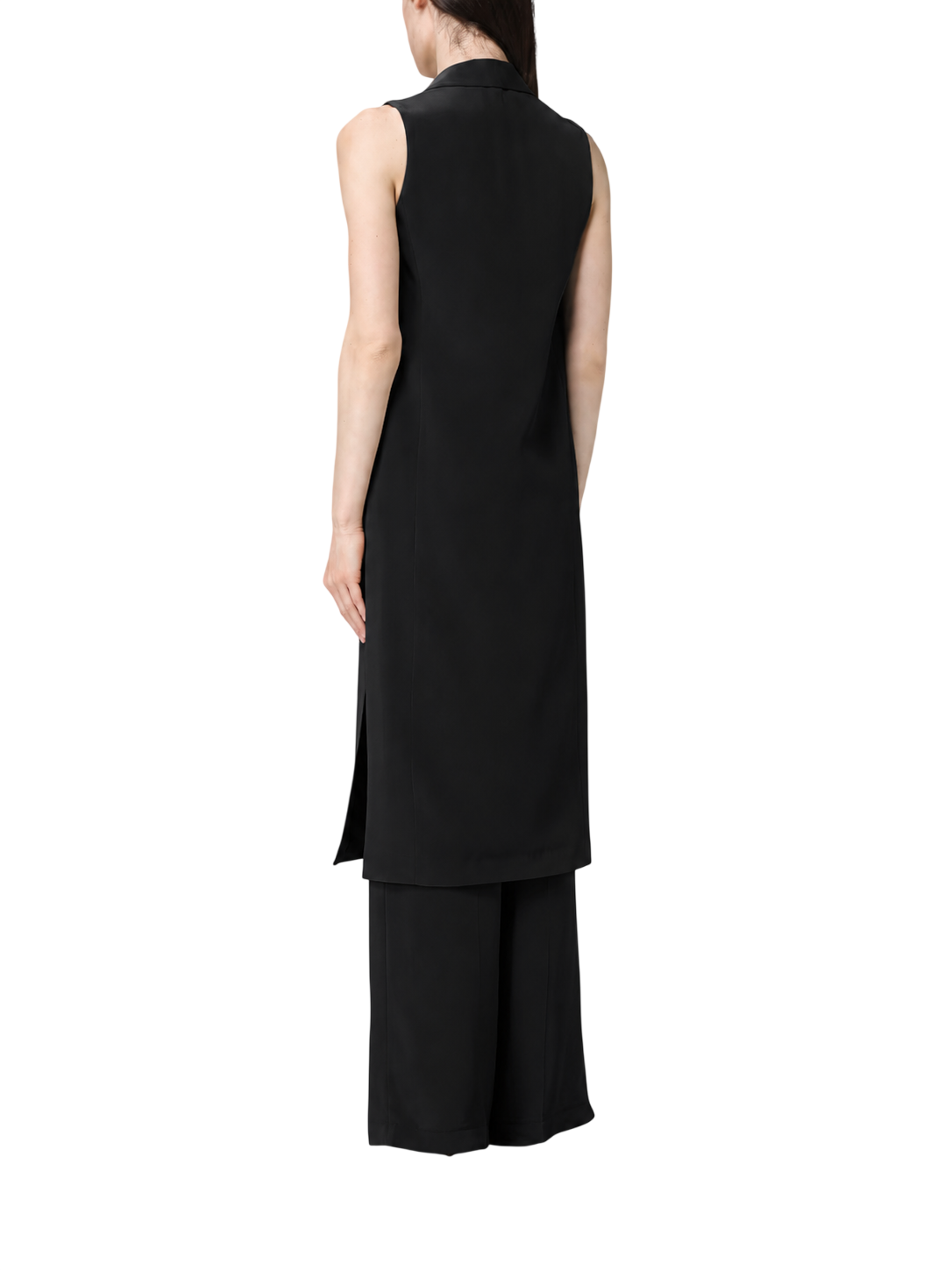 Simona Corsellini gilet lungo donna con bottone gioiello nero P26CPGL00501 0003 SIMONA CORSELLINI