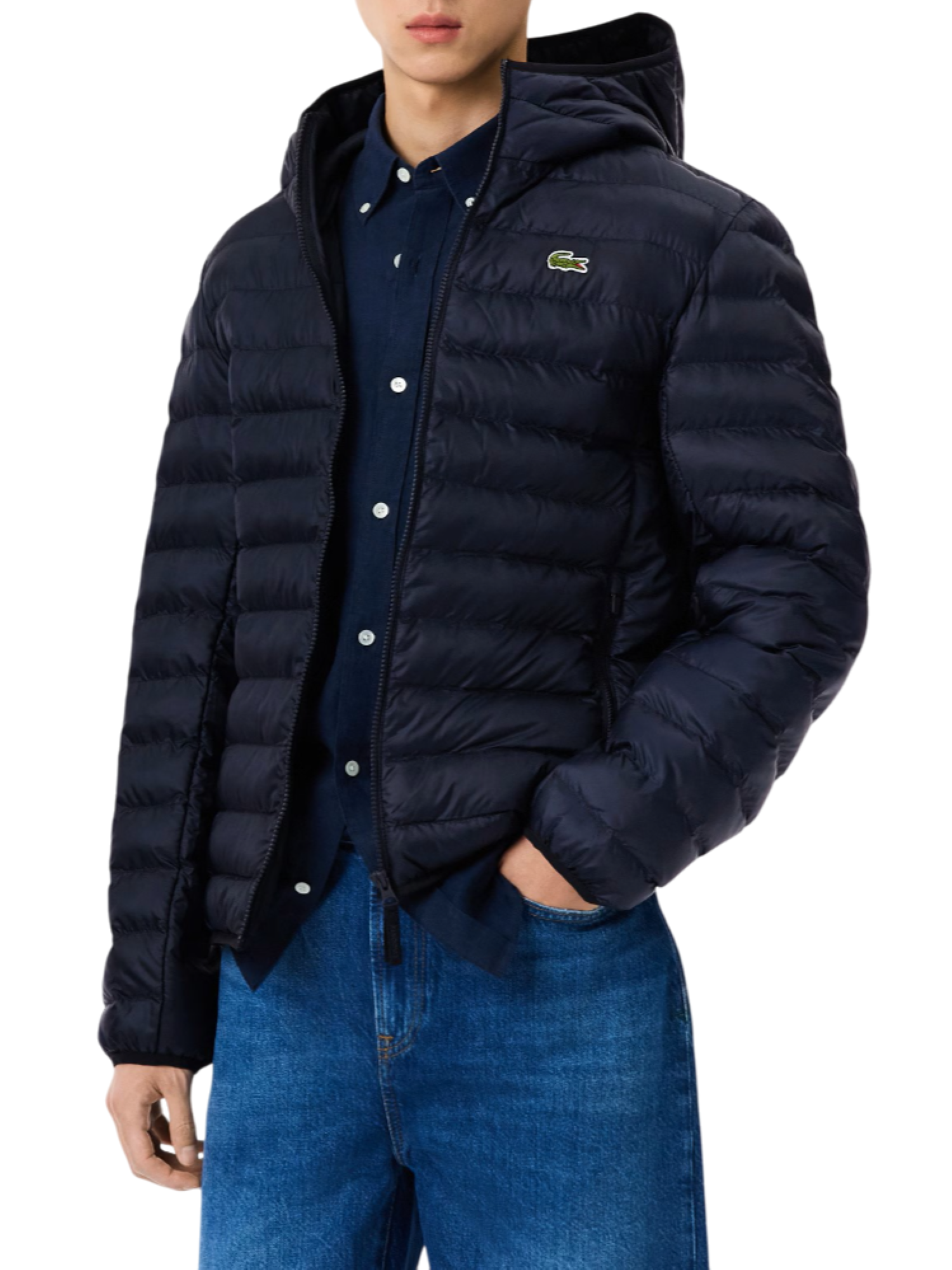 Lacoste piumino uomo trapuntato con cappuccio blu BH2909 HDE LACOSTE