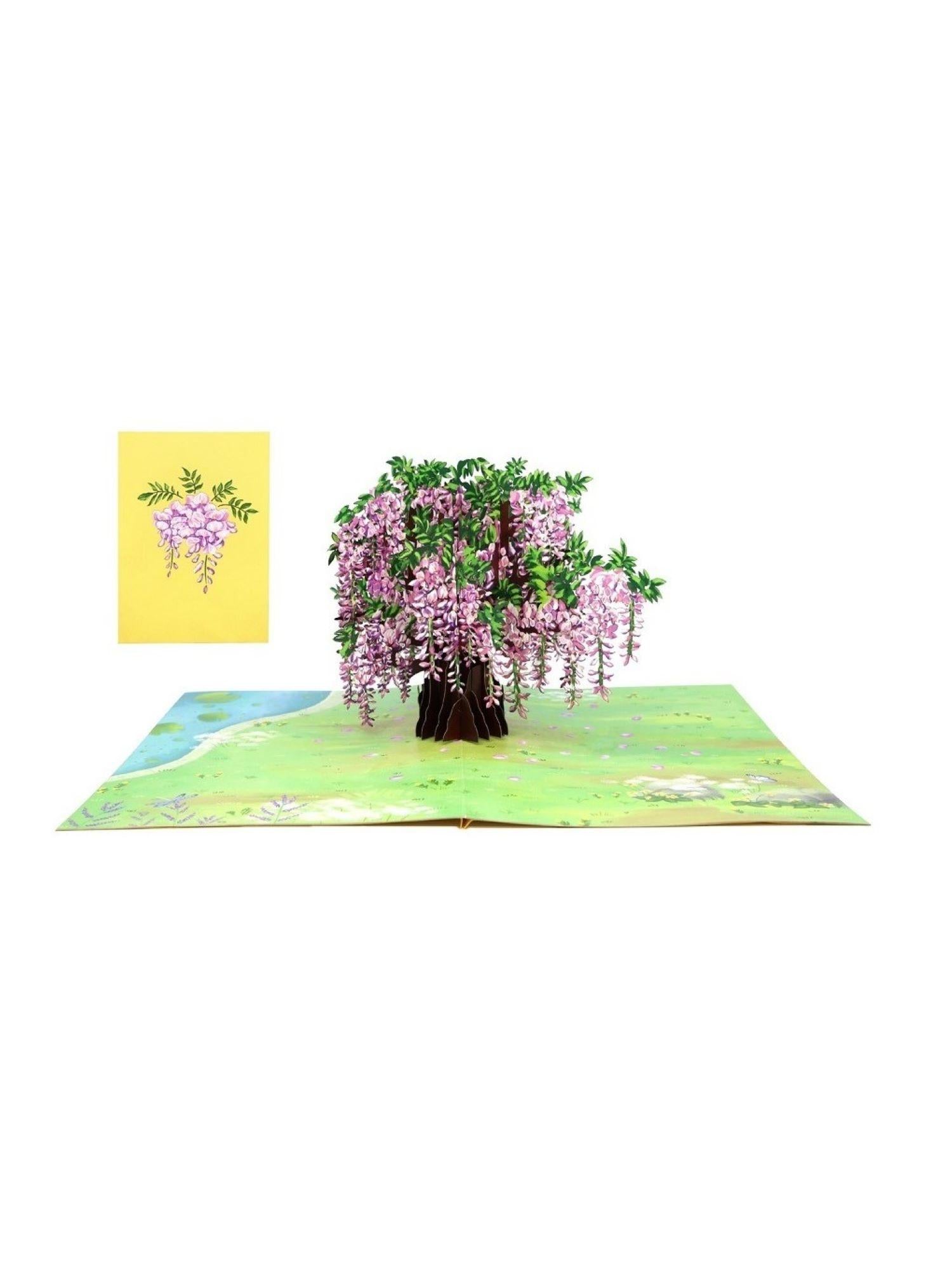 Origamo biglietto di auguri pop up con albero di glicine KP057 GLICINE ORIGAMO