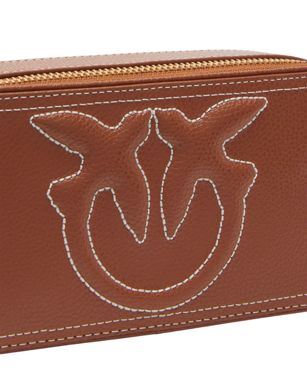 Pinko borsa Carrie in pelle martellata con logo Love Birds color cuoio 103799-A1LF L48Q PINKO