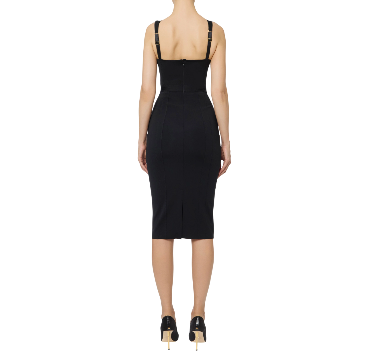 Elisabetta Franchi abito tubino con dettagli logati nero AB81056E2 110 ELISABETTA FRANCHI
