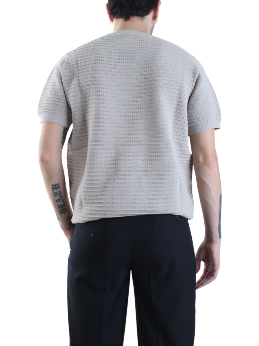 Opificio 4.0 maglia traforata manica corta ecrù 651141 CORDA Opificio 4.0