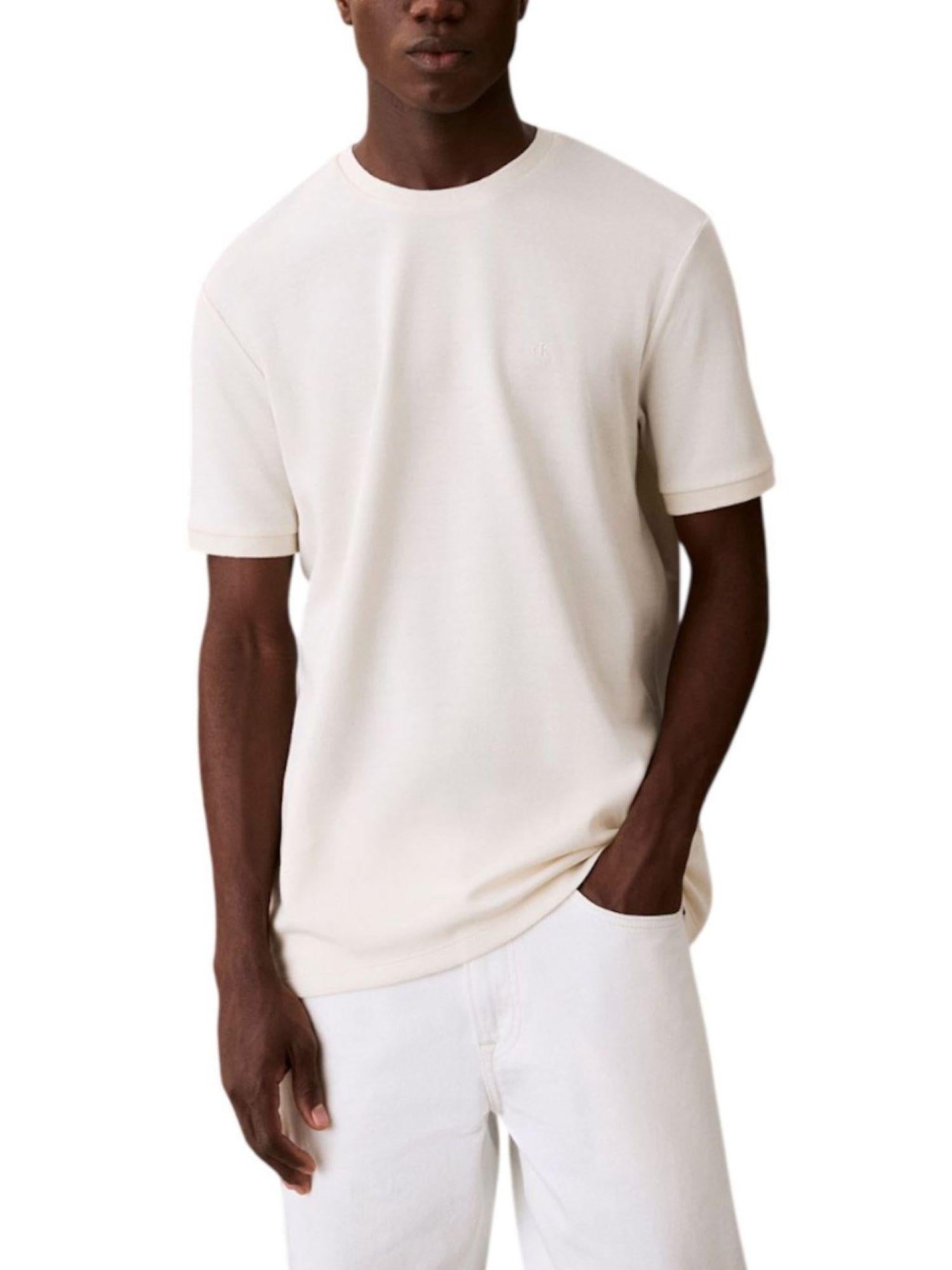Calvin Klein T-shirt manica corta uomo con logo panna LV04LF207G YAS Calvin Klein