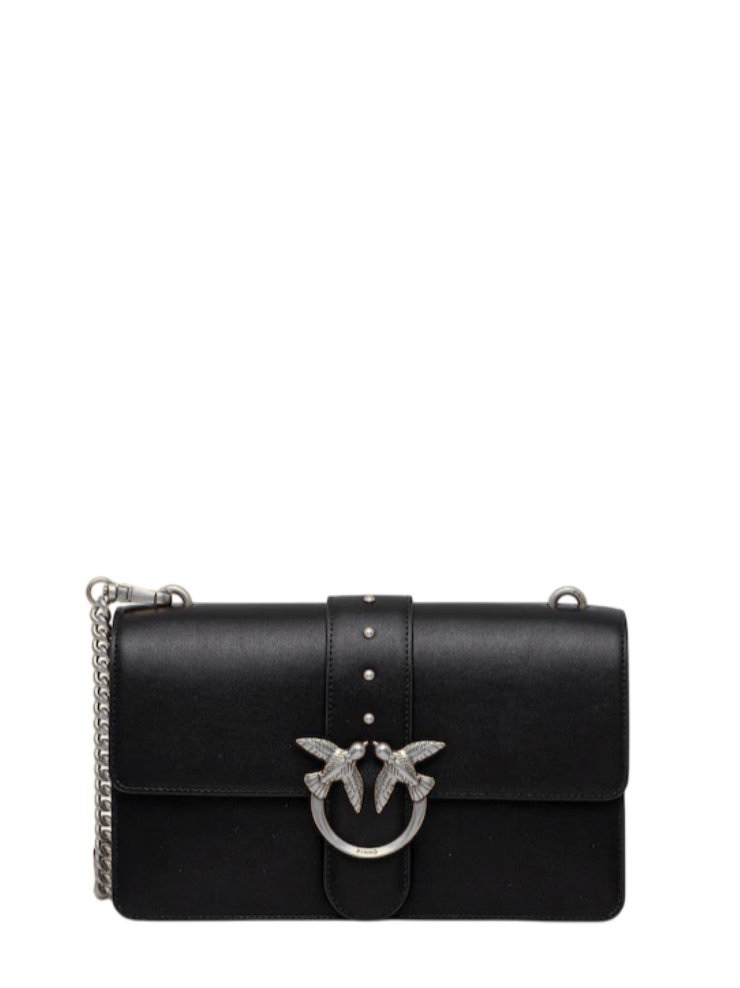 Pinko borsa a tracolla Love One Classic in pelle nero argento 105857-A0F1 Z99O PINKO