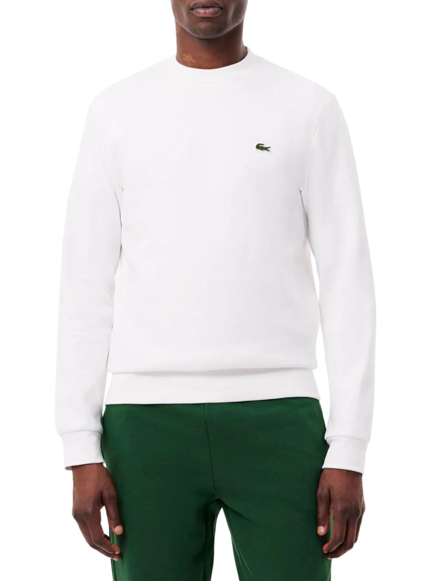 Lacoste felpa girocollo in cotone bianco SH9801 001 LACOSTE