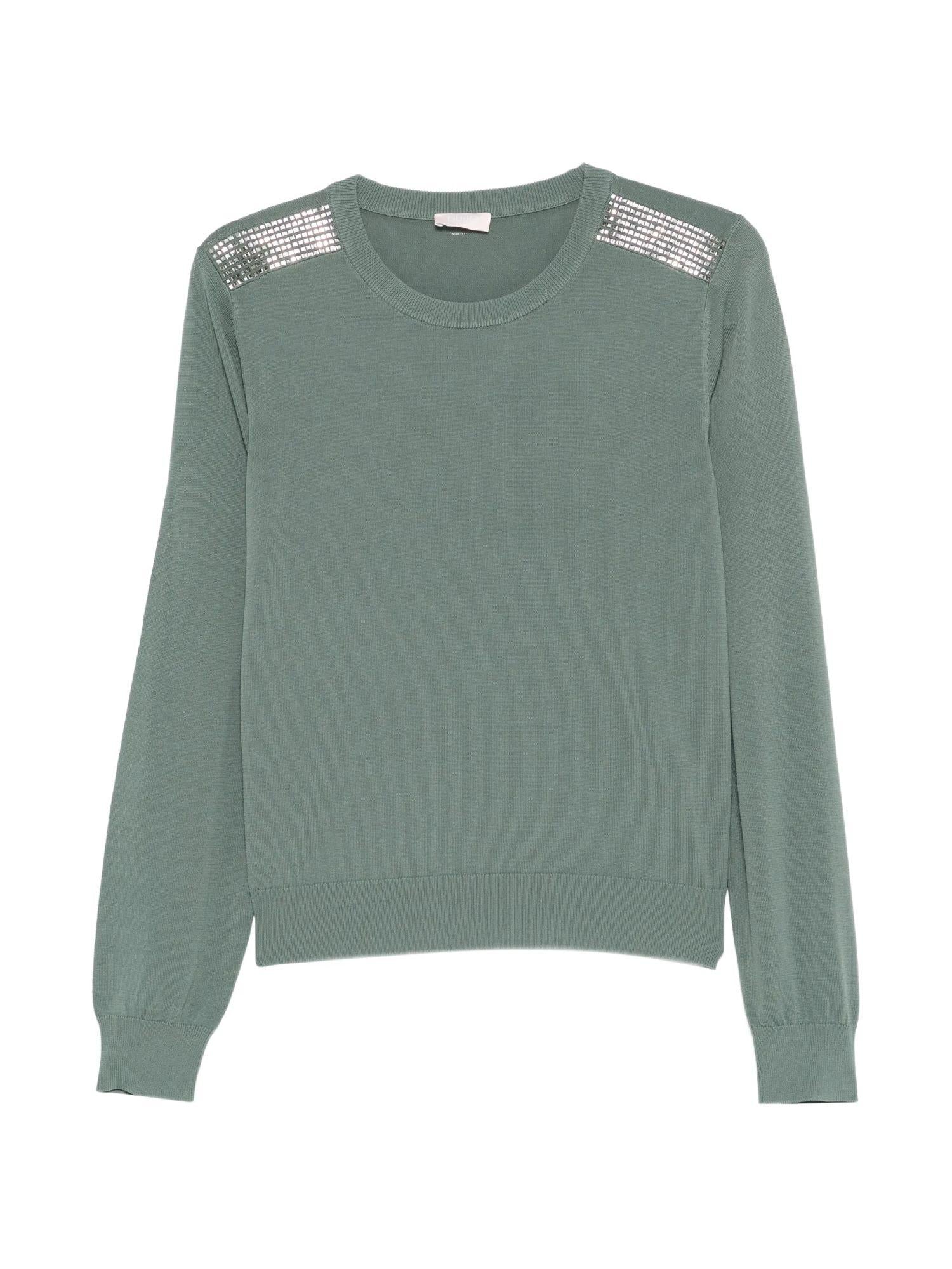 Liu Jo maglia donna con applicazioni gioiello verde salvia TA6043MS014 76009 LIU JO