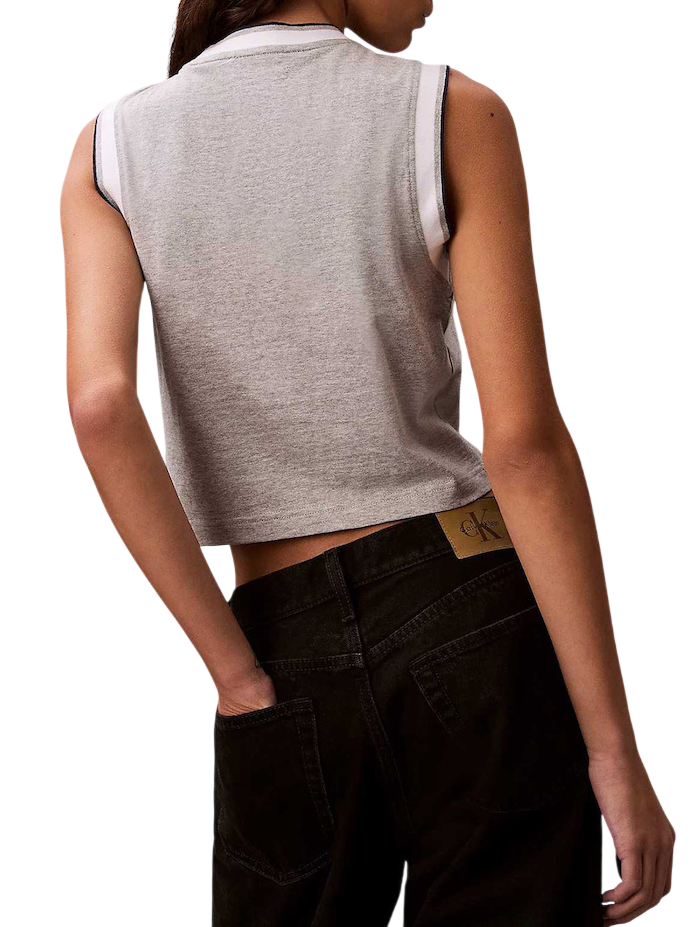 Calvin Klein Jeans canotta donna con profili in contrasto grigio melange LV047F225G P79 Calvin Klein Jeans