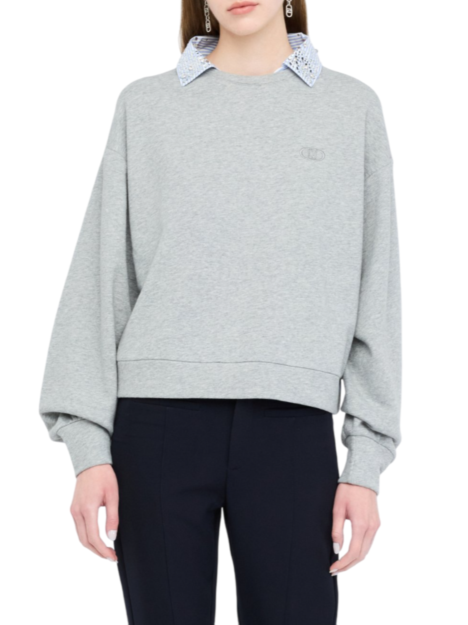 Liu Jo felpa donna con colletto camicia grigio UF5254F0873 03658 LIU JO