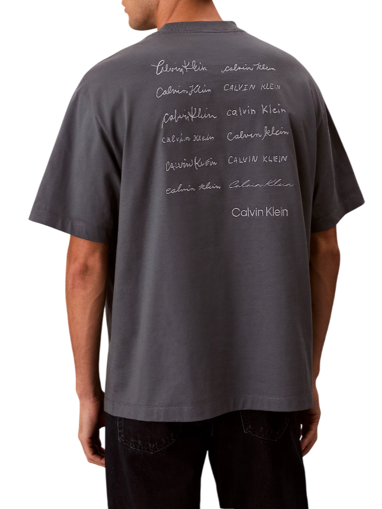 Calvin Klein Jeans T-shirt uomo manica corta con logo ricamato grigio LV04RE828G CKP Calvin Klein Jeans
