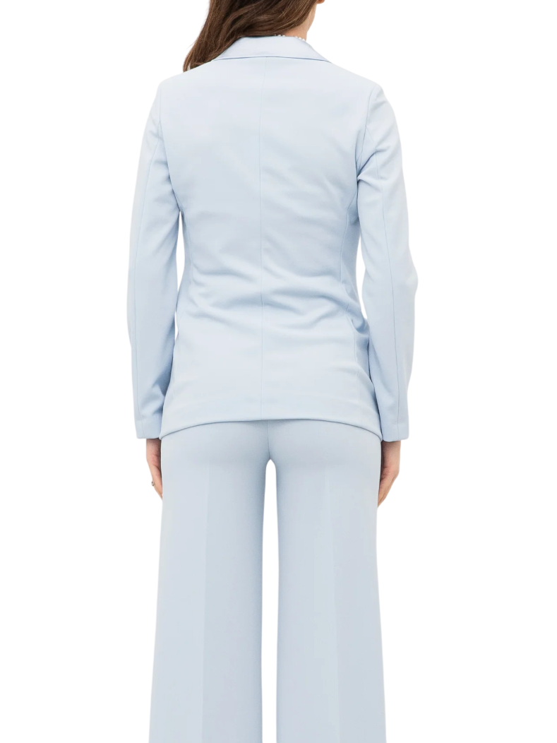 Vicolo giacca blazer monopetto con dettagli satin celeste TAB0230 CELESTE VICOLO