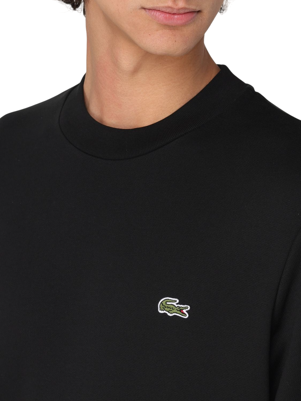Lacoste felpa girocollo in cotone nero SH9801 031 LACOSTE
