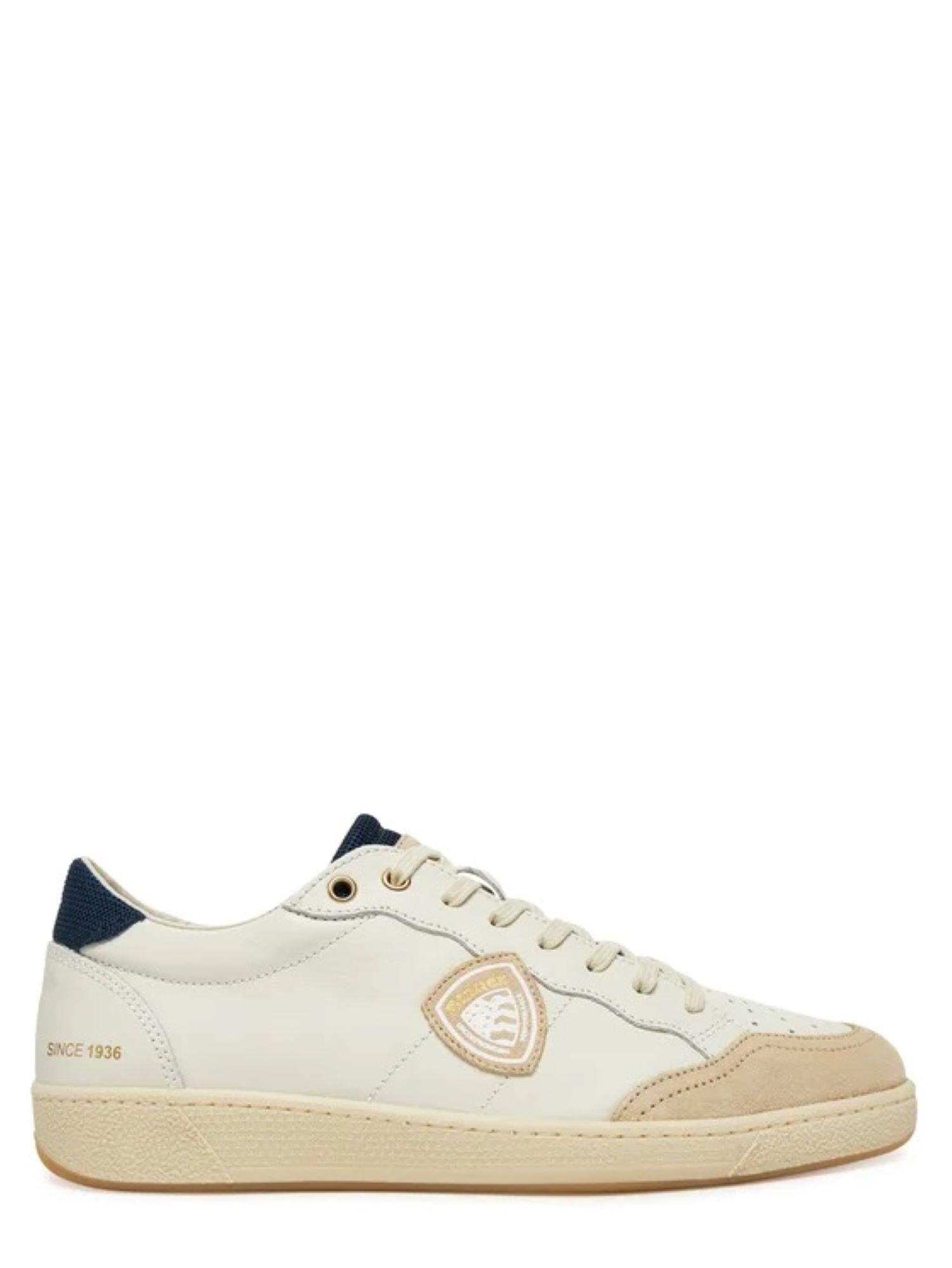 Blauer sneakers Murray in pelle e suede bianco blu F5MURRAY12-VIL WHI-NVY BLAUER