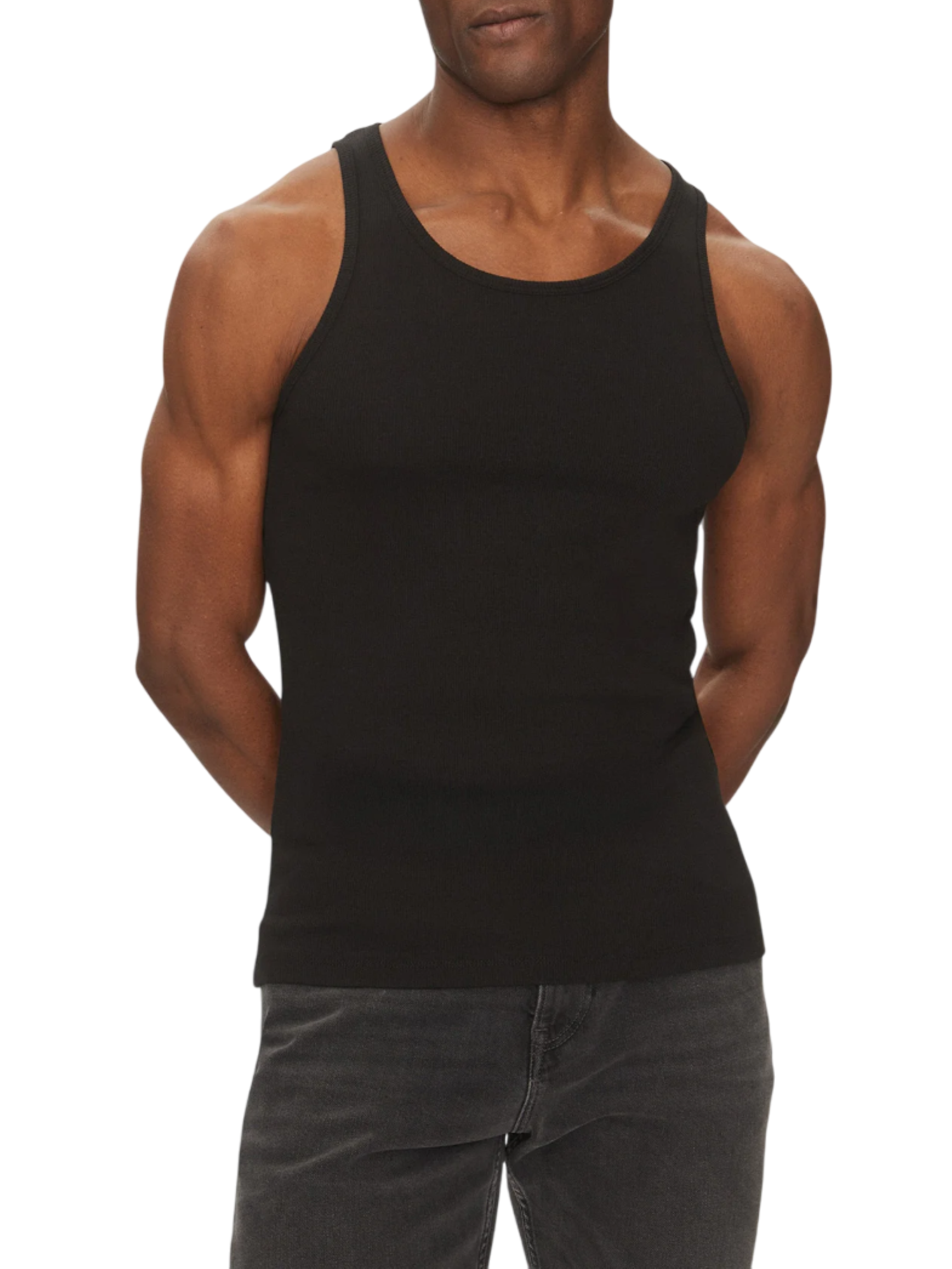 Jack&Jones canotta in cotone a costine nero 12273156 BLACK JACK&JONES