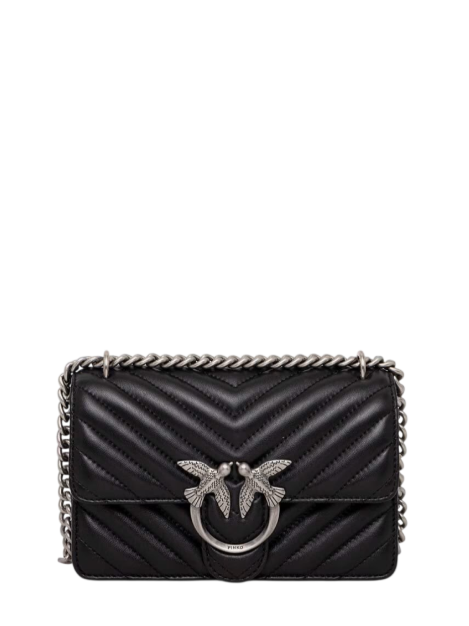 Pinko borsa Love Bag One Mini in pelle trapuntata nero argento 100074-A0GK Z99O PINKO