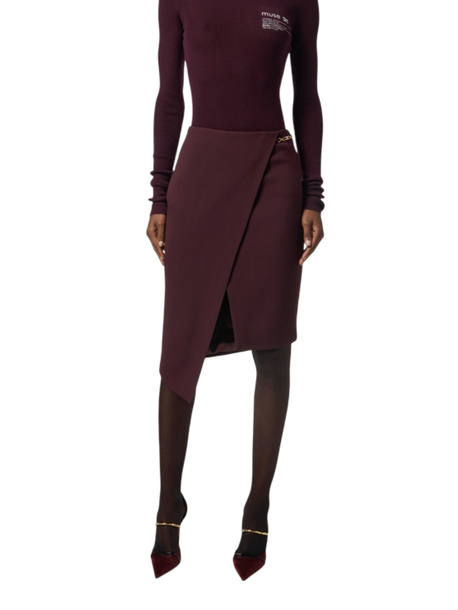 Elisabetta Franchi gonna tubino asimmetrica borgogna GO13556E2 EA4 ELISABETTA FRANCHI