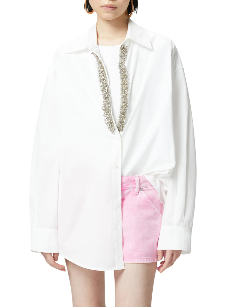 Pinko camicia Capirai con dettagli gioiello bianco 104708-A2EU Z04 PINKO