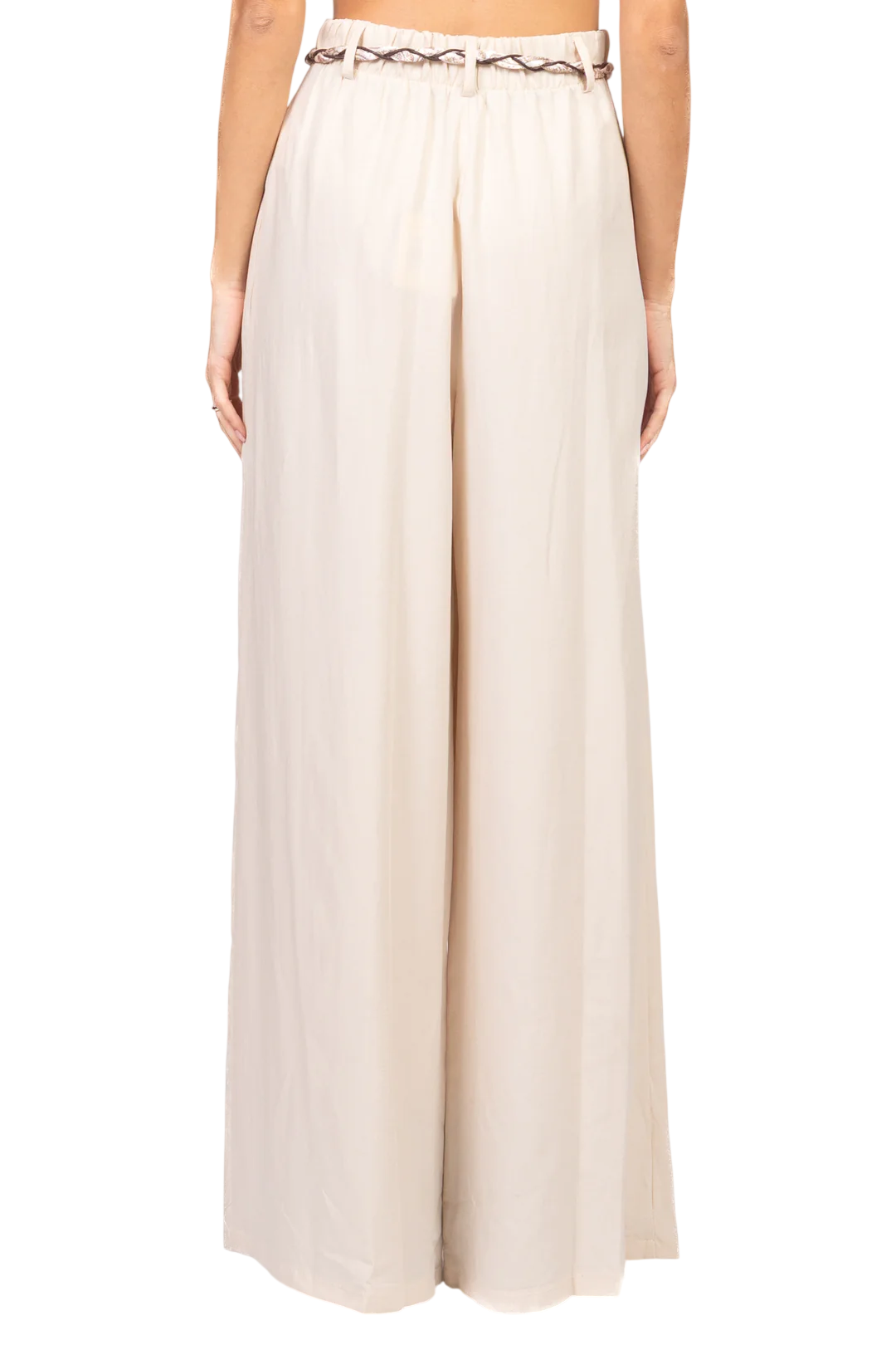 Vicolo pantaloni palazzo donna misto lino con foulard ecrù TAB2161 BURRO VICOLO