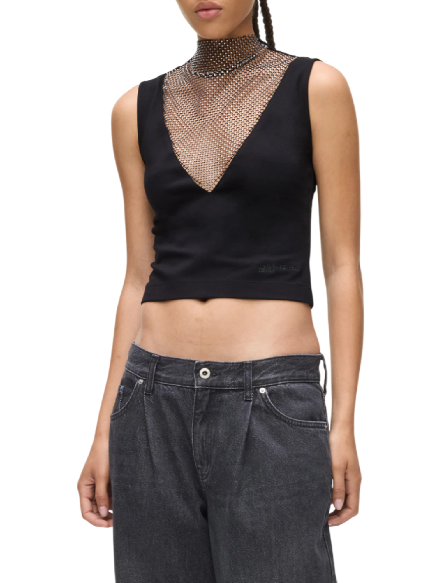 Karl Lagerfeld Jeans top Chainmail con strass nero A4W17032 999 KARL LAGERFELD