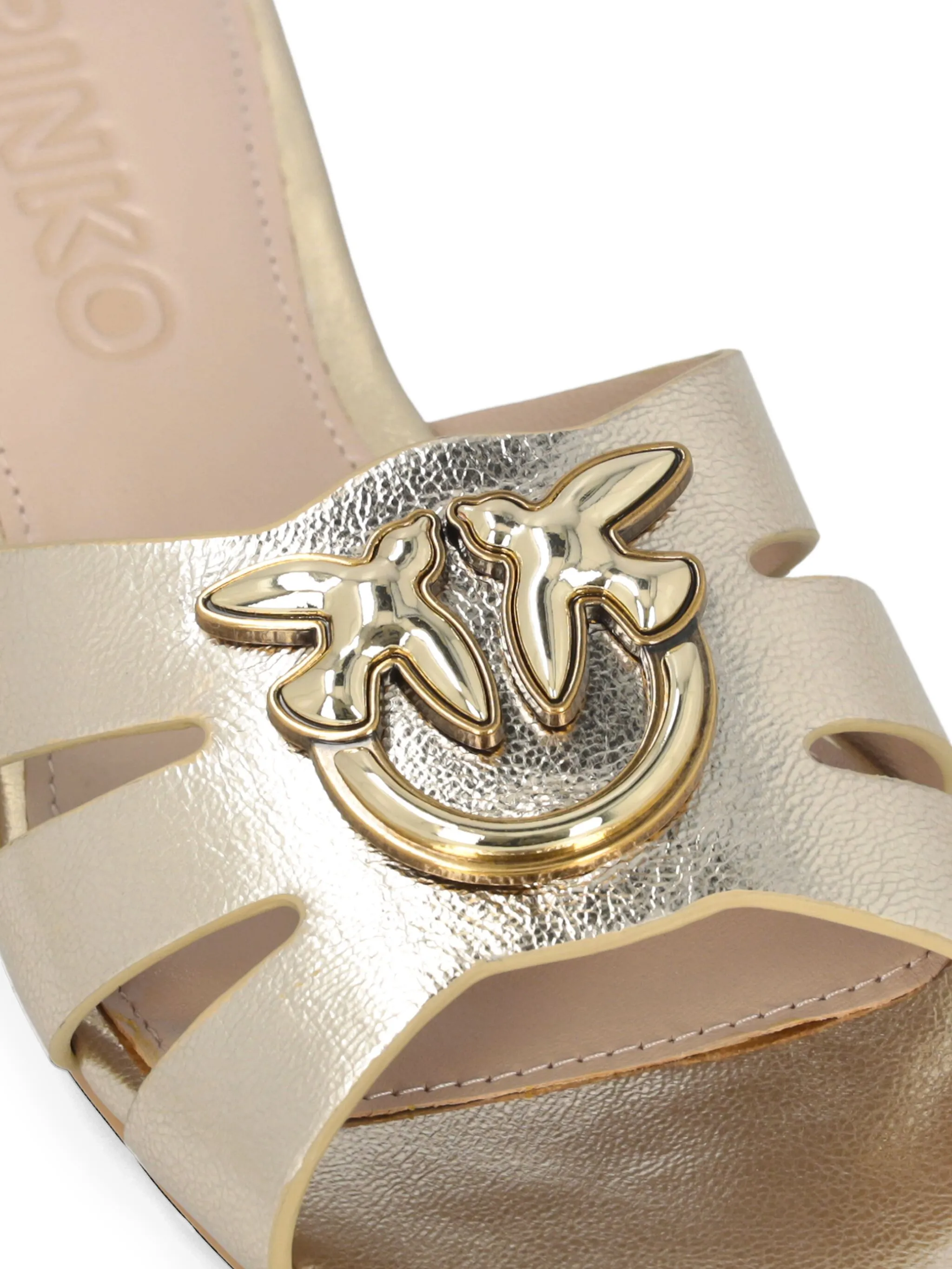 Pinko ciabatta Marli in pelle laminata con logo platino SD0313P049 Z22 PINKO