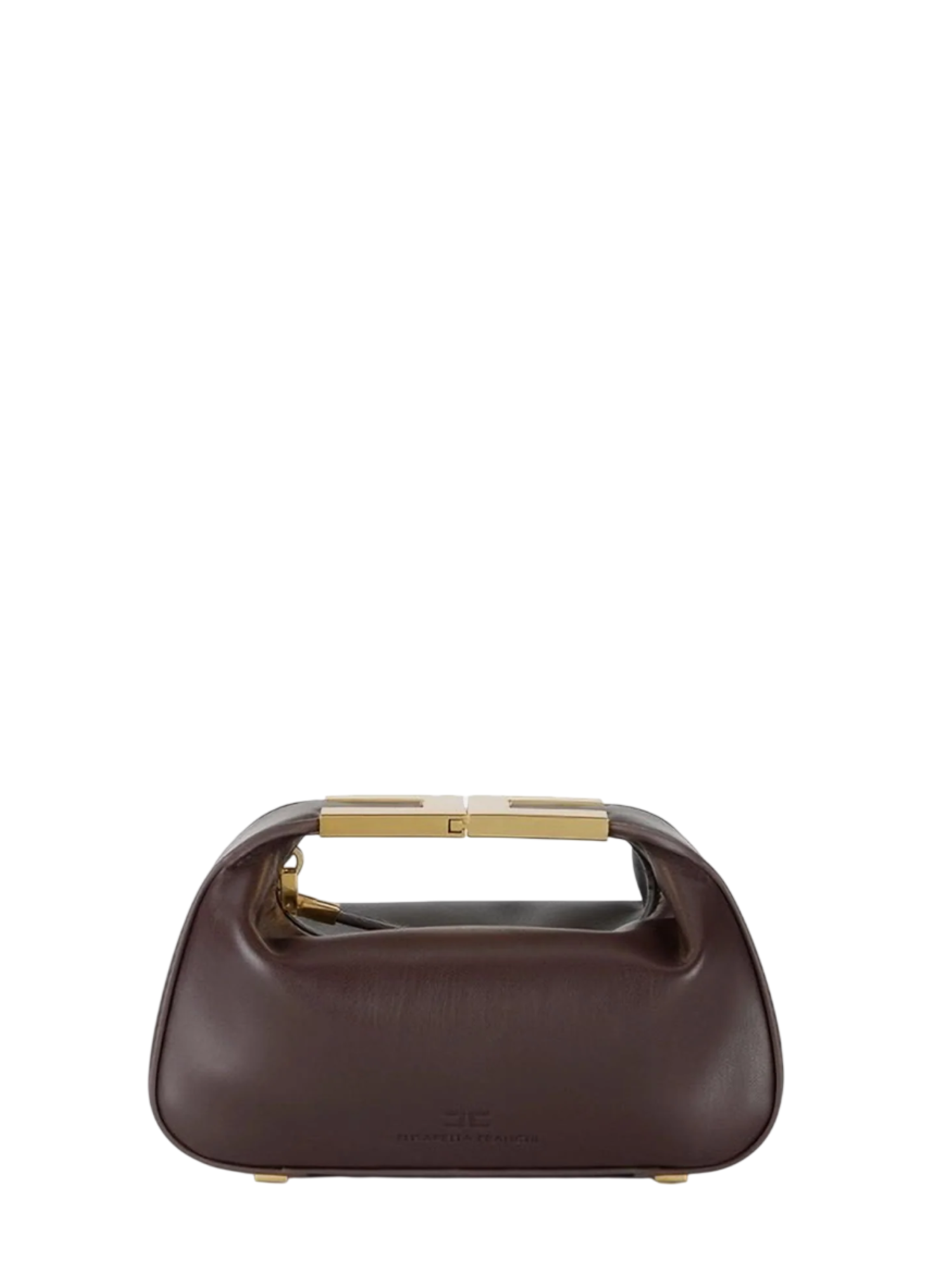 Elisabetta Franchi borsa a mano in ecopelle con placca logo marrone BS07A62 644 ELISABETTA FRANCHI