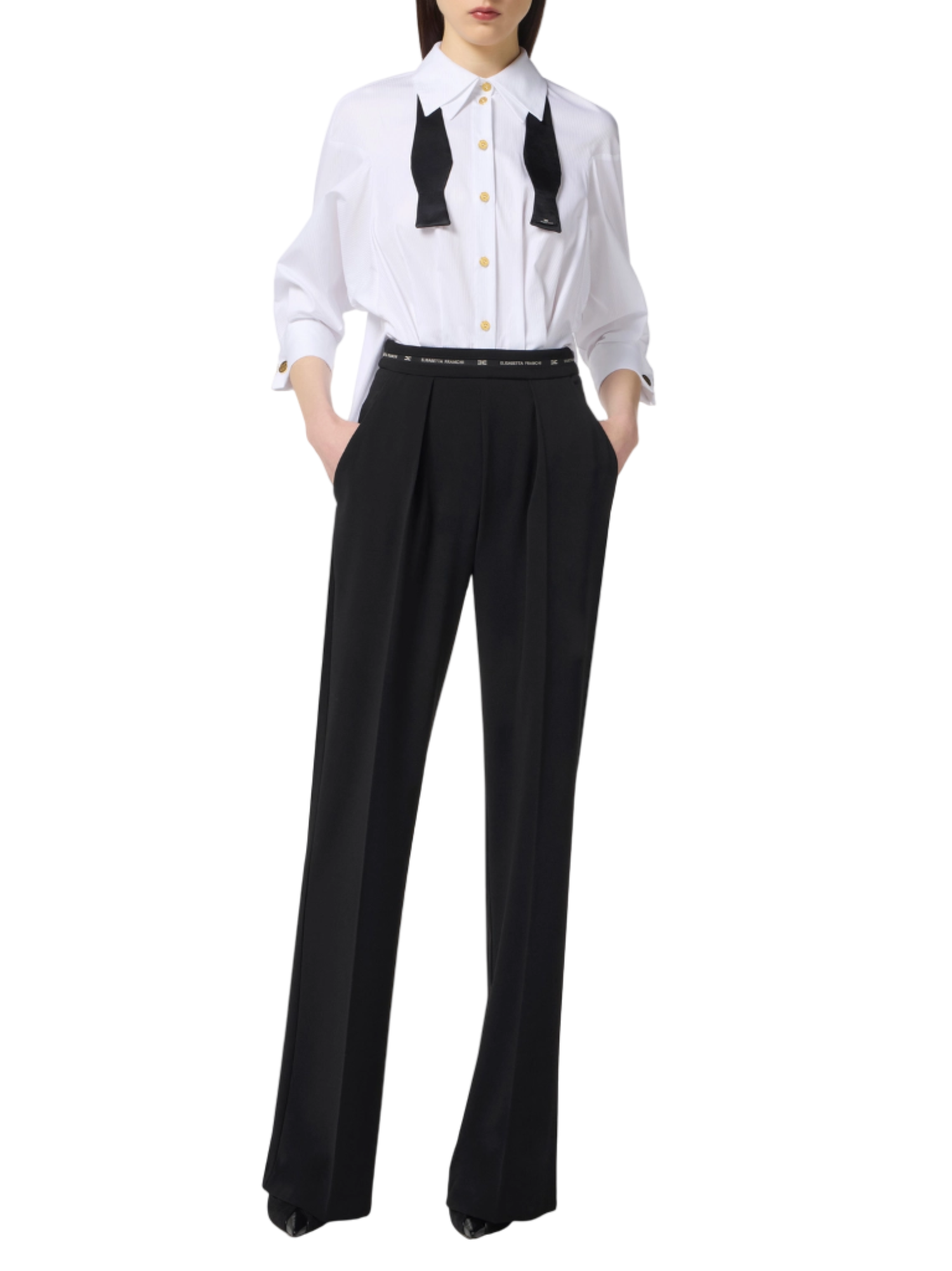 Elisabetta Franchi tuta jumpsuit con camicia bianco nero TU05656E3 221 ELISABETTA FRANCHI