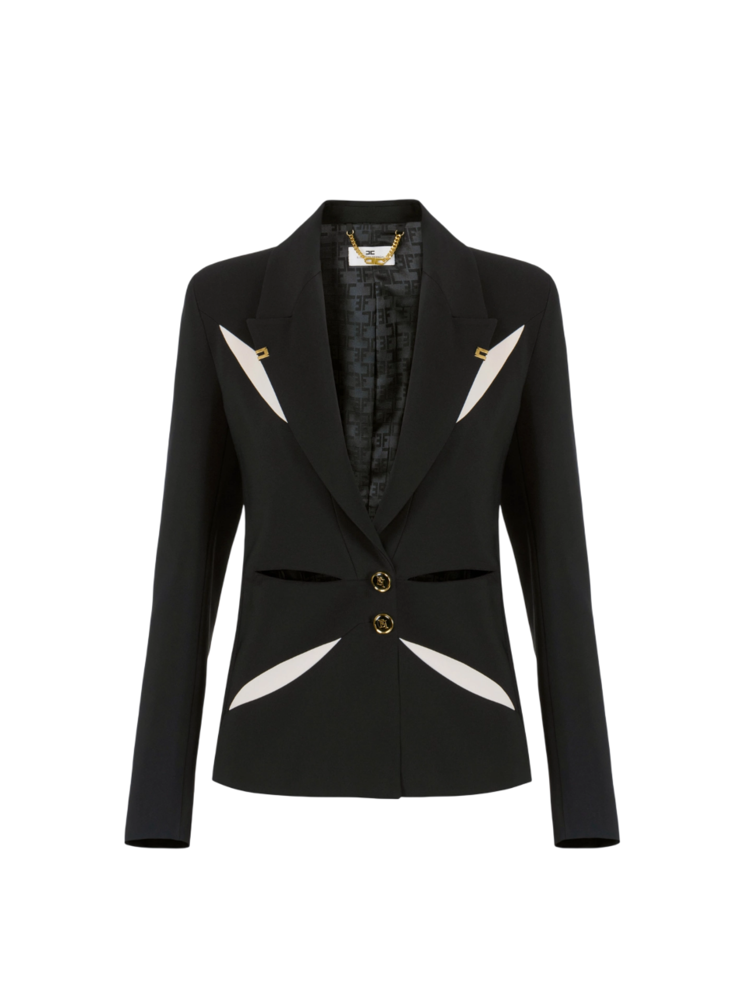 Elisabetta Franchi giacca blazer con aperture cut out nero GI19861 685 ELISABETTA FRANCHI