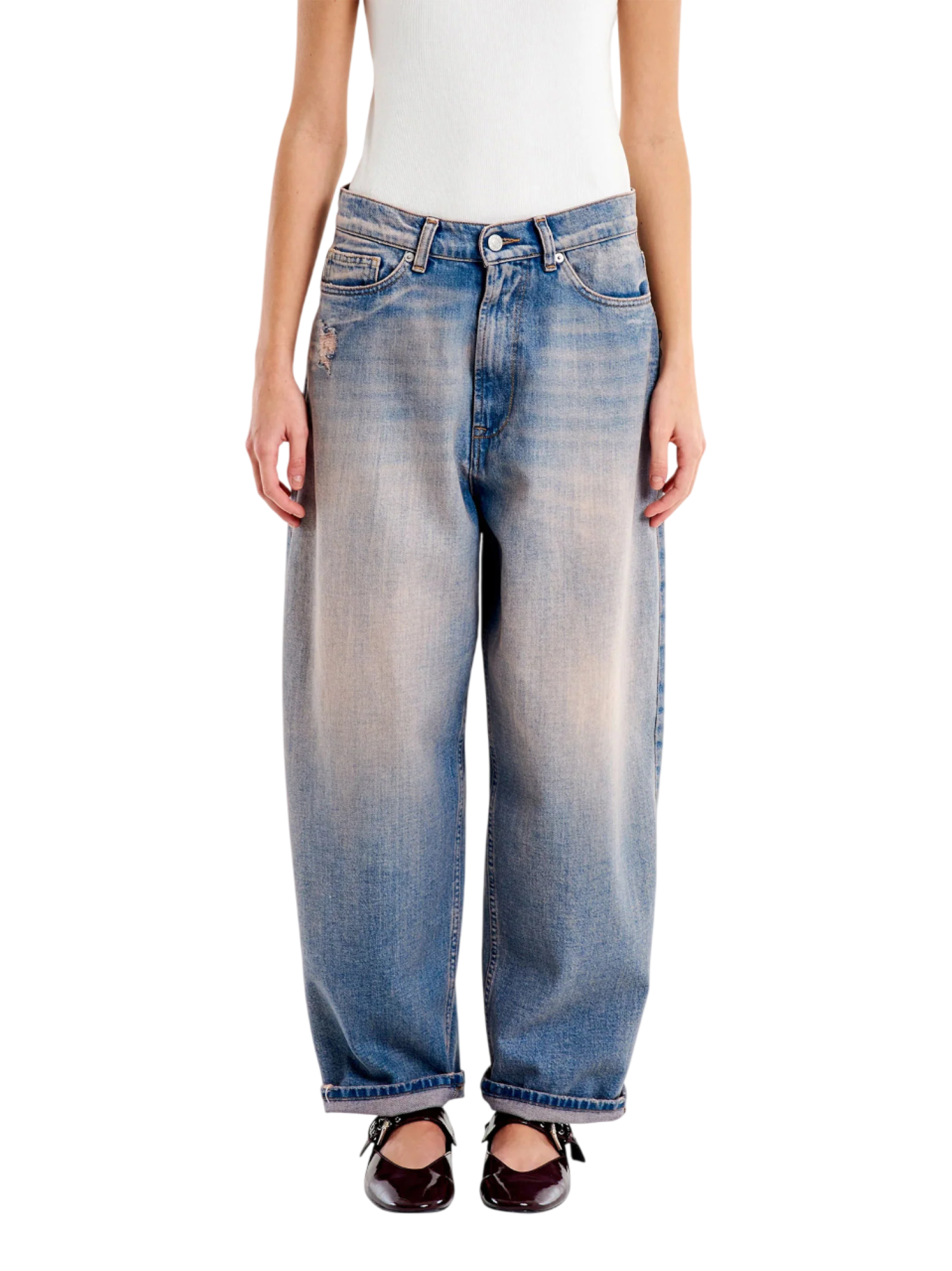 Vicolo jeans Laila Ballon con strappi lavaggio blu DAB5081 DENIM VICOLO