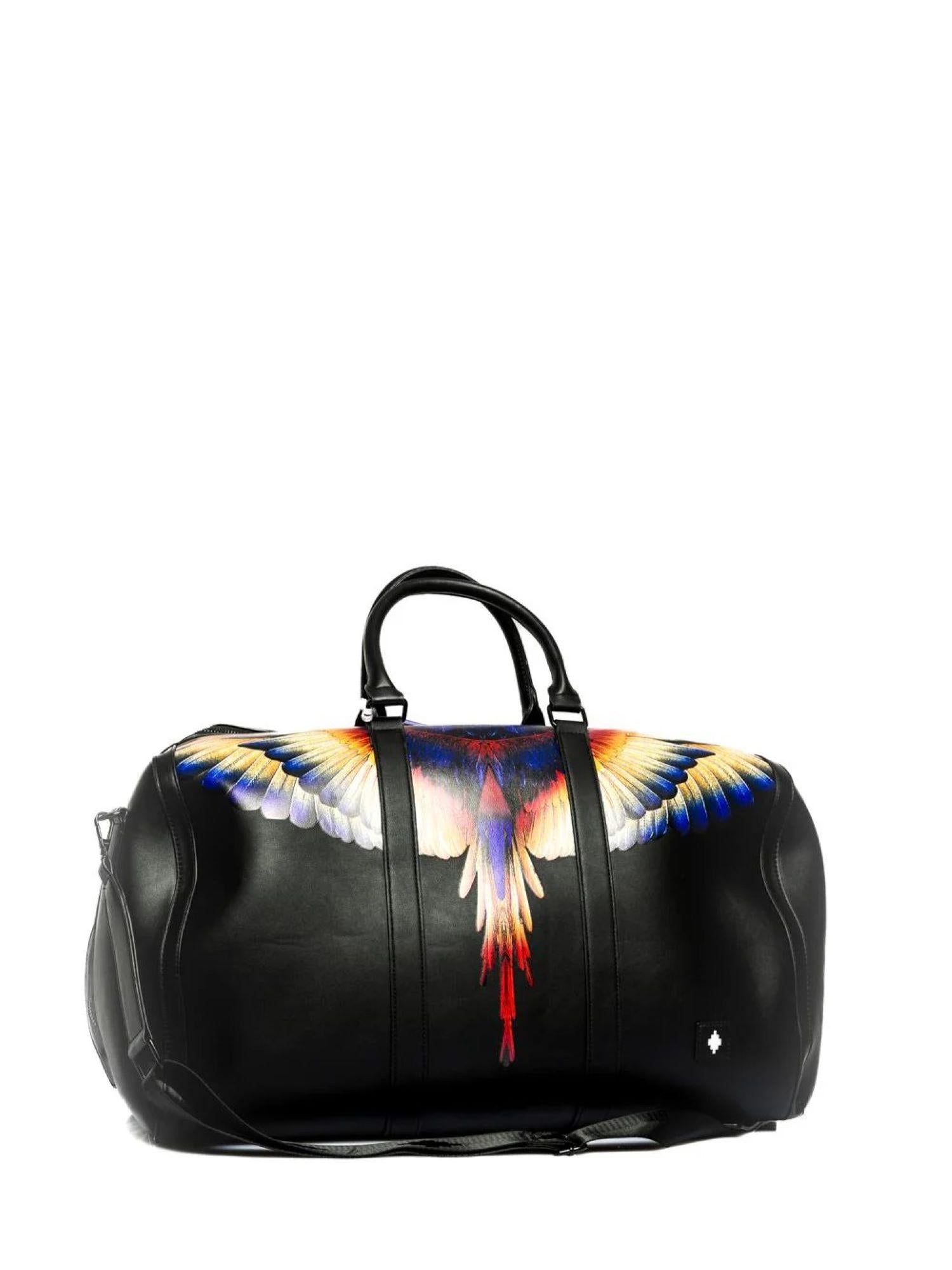 County of Milan borsone da viaggio in ecopelle nero COMAF250130 NERO-YELLOW WINGS COUNTY OF MILAN