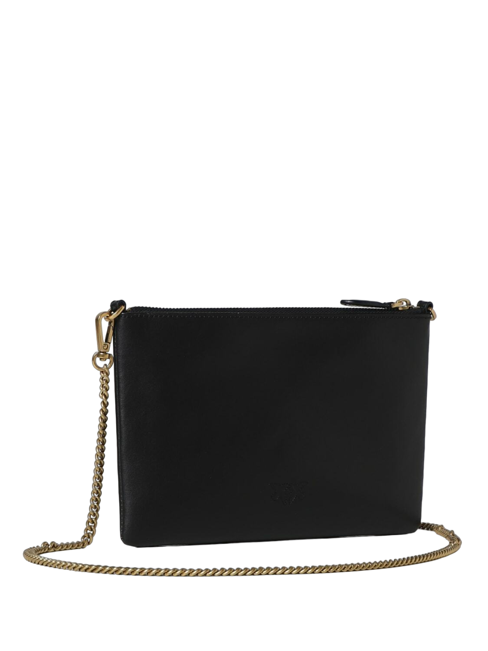 Pinko pochette Flat Classic in pelle con tracolla nero oro 100455-A0F1 Z99Q PINKO