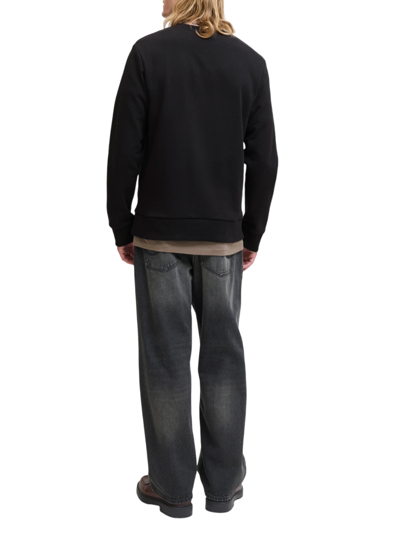 Jack&Jones felpa girocollo uomo nero 12279256 BLACK JACK&JONES