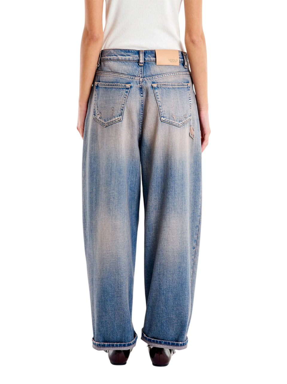 Vicolo jeans Laila Ballon con strappi lavaggio blu DAB5081 DENIM VICOLO