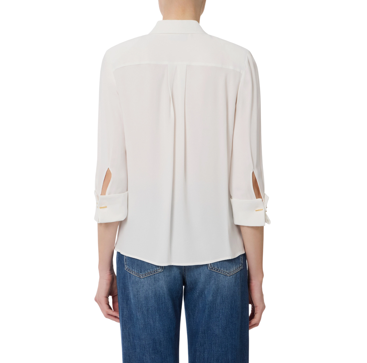 Elisabetta Franchi camicia in georgette con tasche avorio CA12256E2 360 ELISABETTA FRANCHI