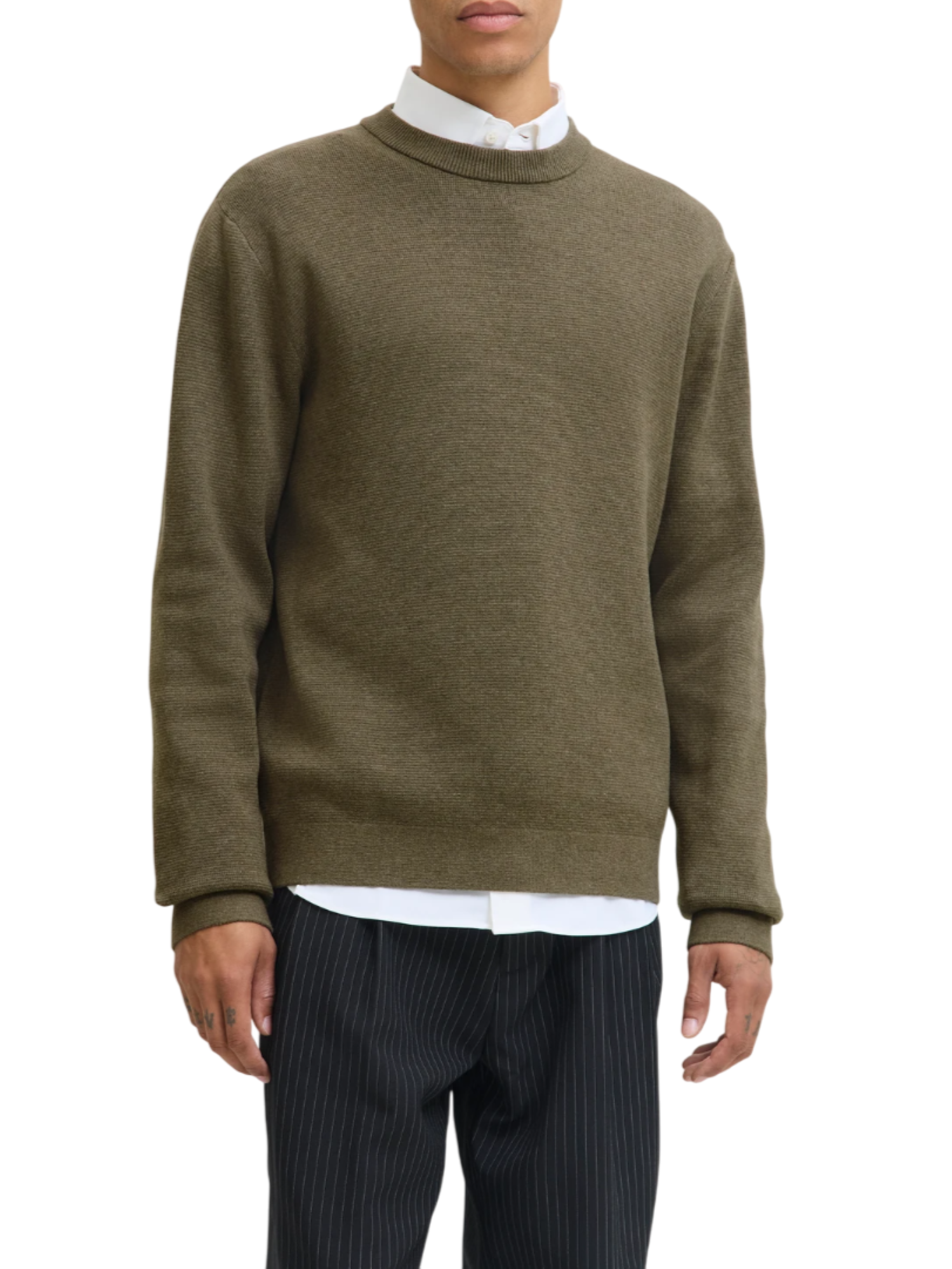 Jack&Jones maglia uomo in cotone verde 12259666 STONE GRAY-MELANGE JACK&JONES