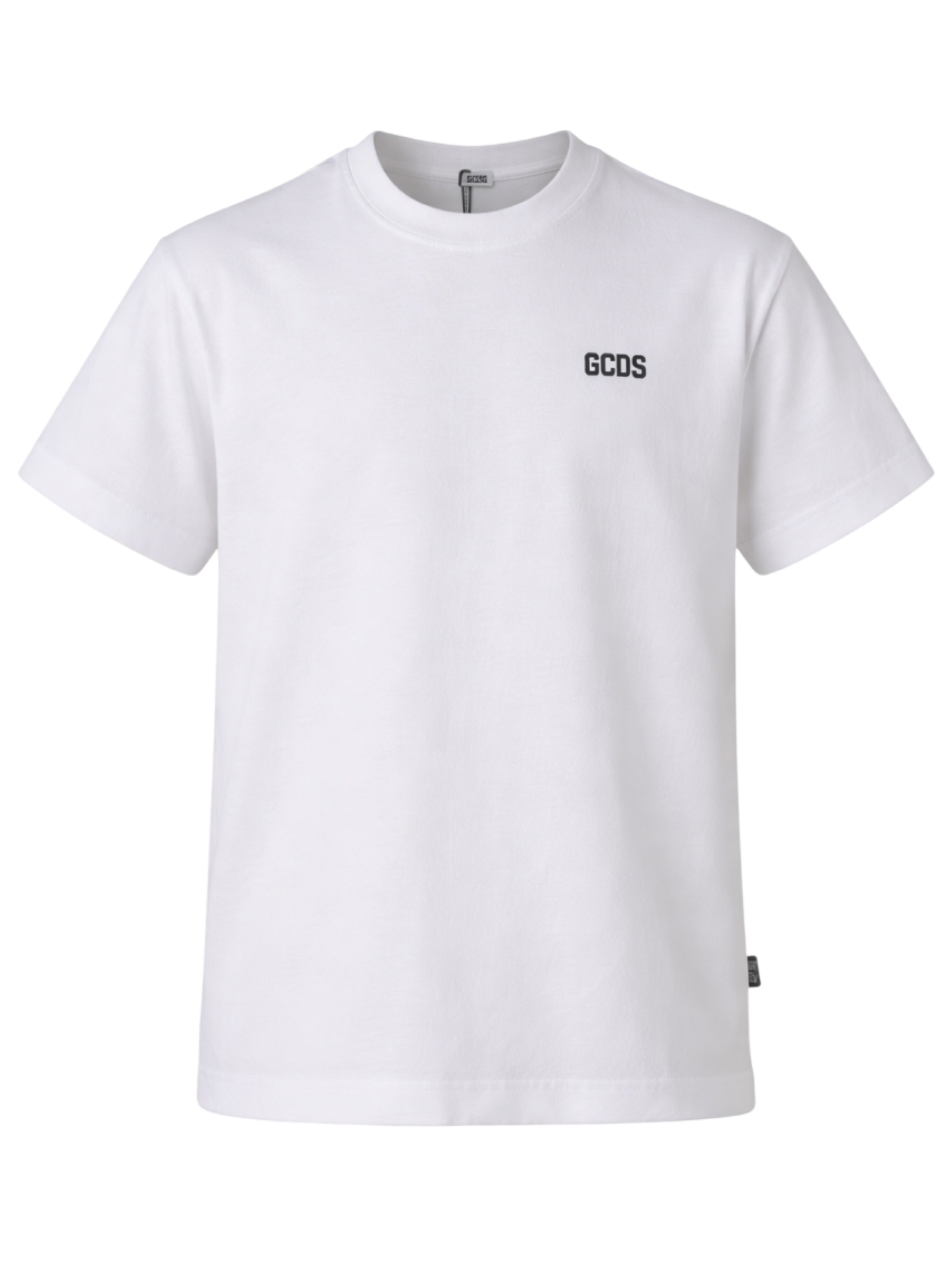 GCDS T-shirt bambino manica corta con logo bianco Z0UJQC587J105 OPTIC WHITE-BLACK GCDS