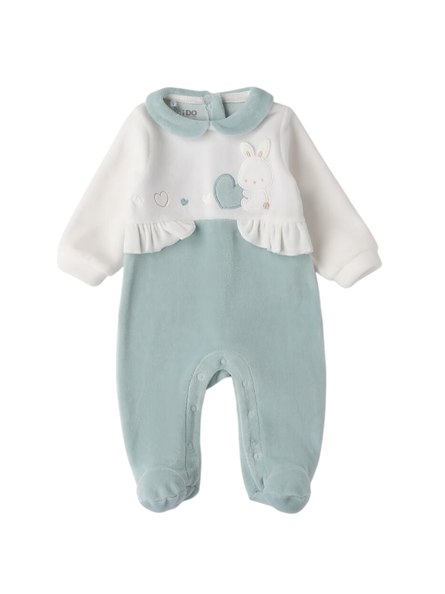 iDo tutina neonata in ciniglia con rouches panna celeste 4F188 4221 iDO