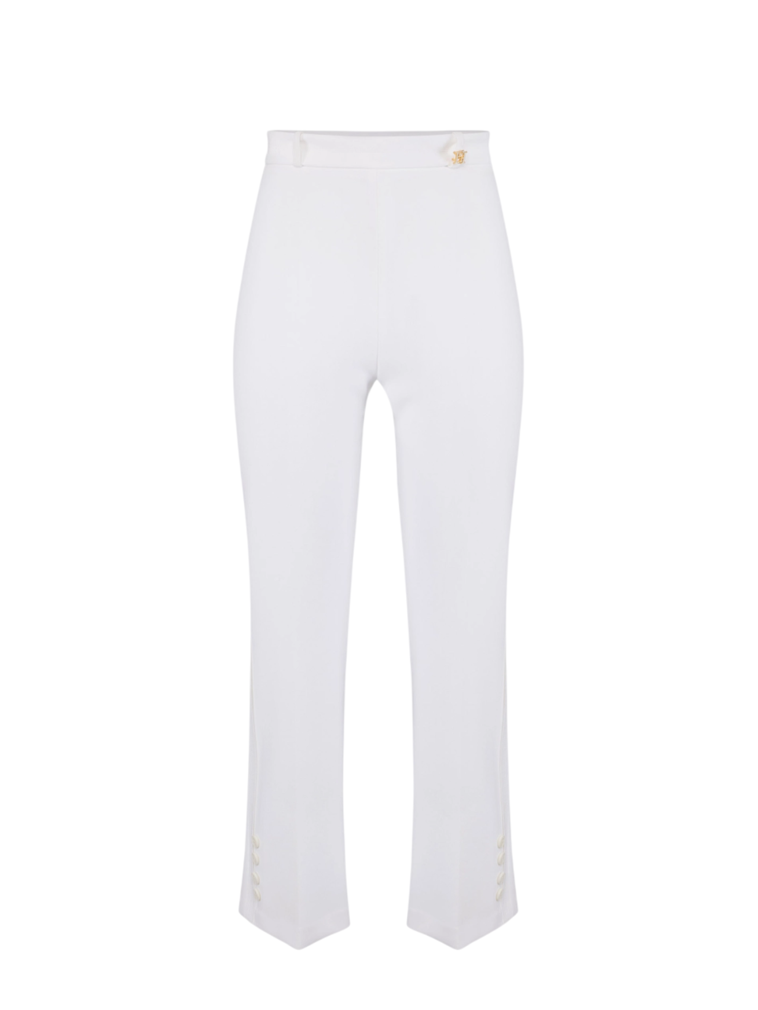 Elisabetta Franchi pantaloni flare in tessuto crepe bianco PA16861 360 ELISABETTA FRANCHI