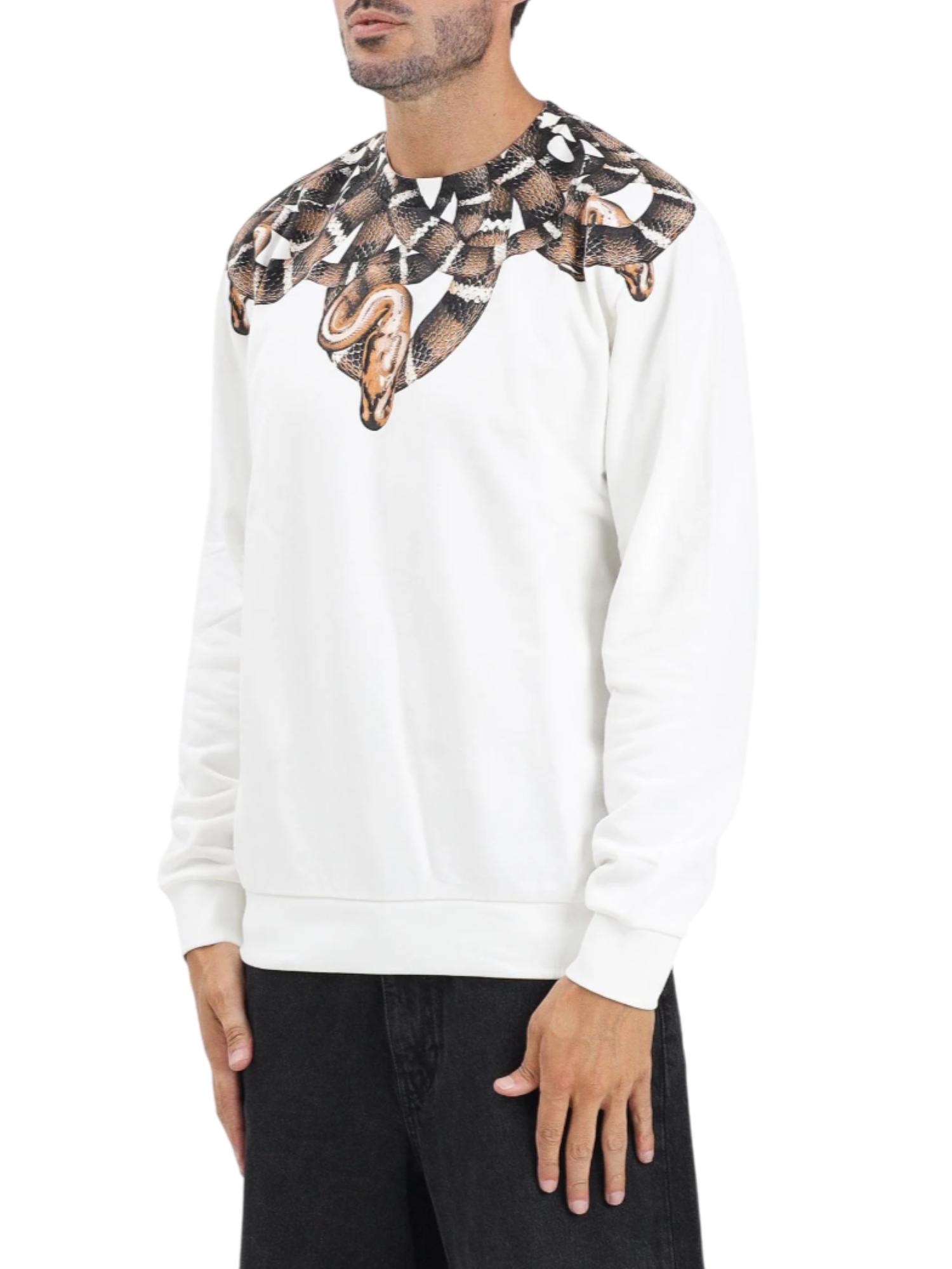 County of Milan felpa uomo con stampa snake bianco CAMASW039 013 COUNTY OF MILAN