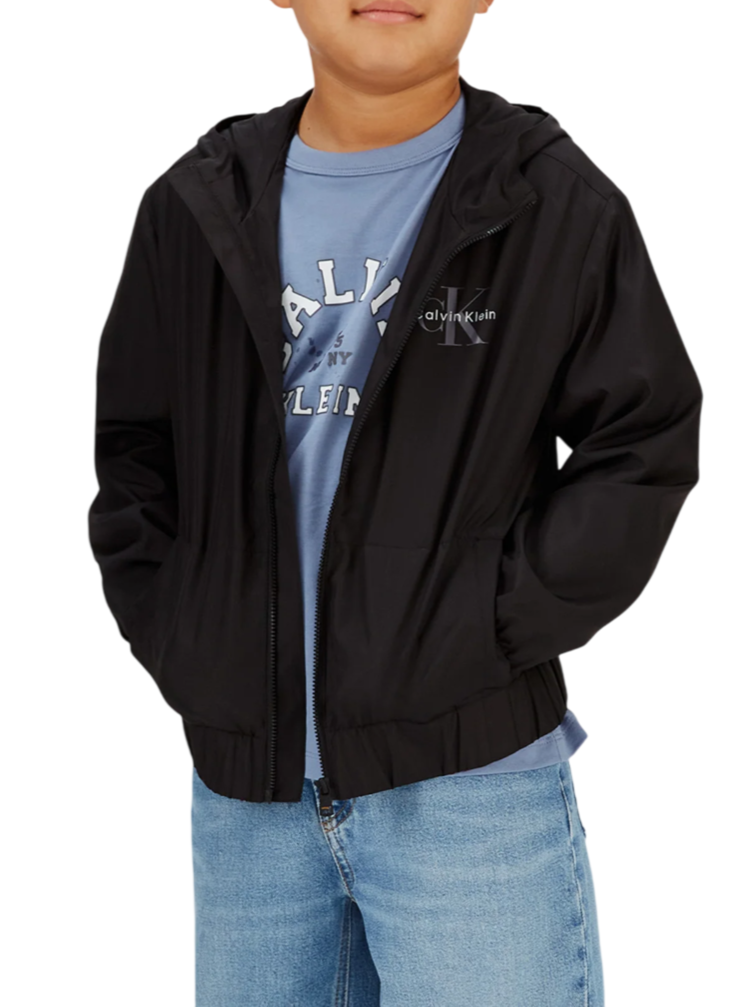 Calvin Klein Jeans giacca a vento bambino con cappuccio nero IB0IB02639 BEH Calvin Klein Jeans