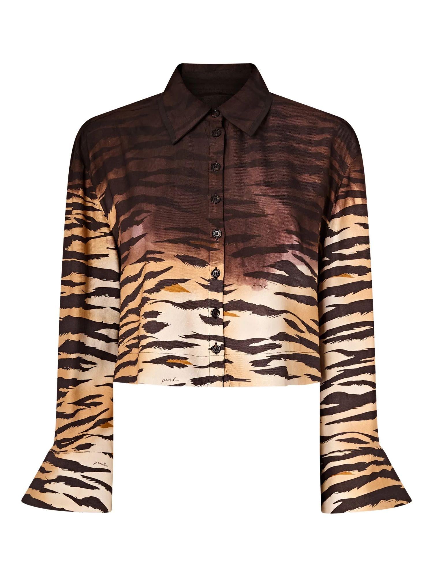 Pinko camicia Cordelia in twill stampa animalier multicolor 106547-A37R ZC8 PINKO