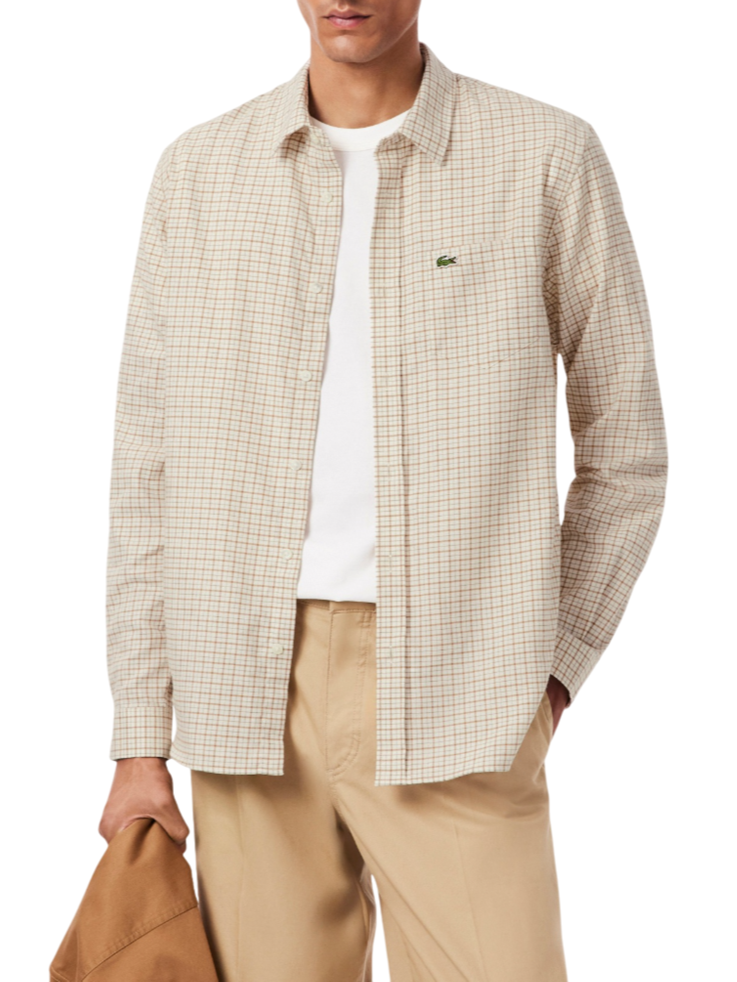 Lacoste camicia in fantasia scozzese panna beige CH5093 95I LACOSTE