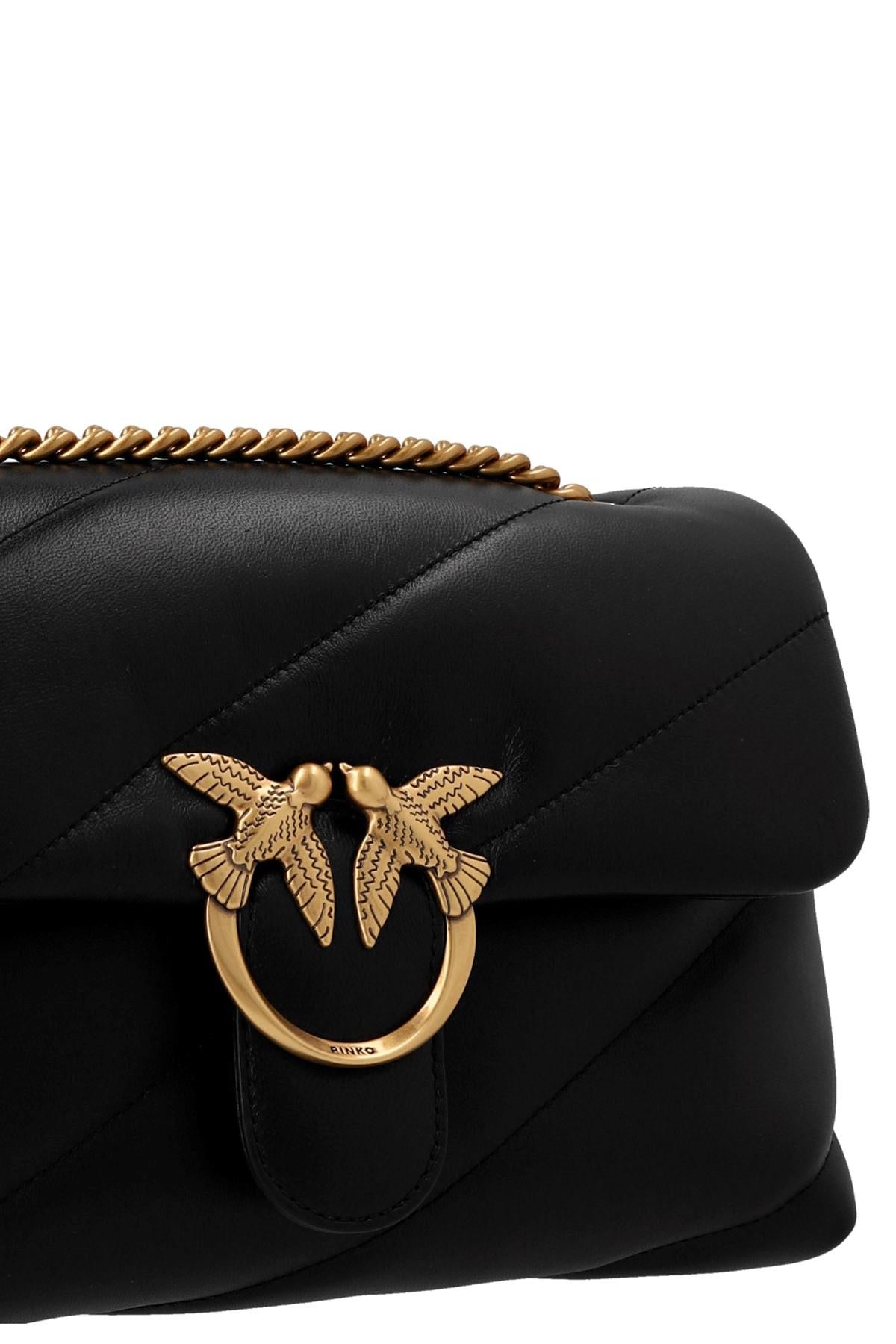 Pinko borsa Love Bag Puff Classic in pelle trapuntata nero oro 100038-A0F2 Z99Q PINKO