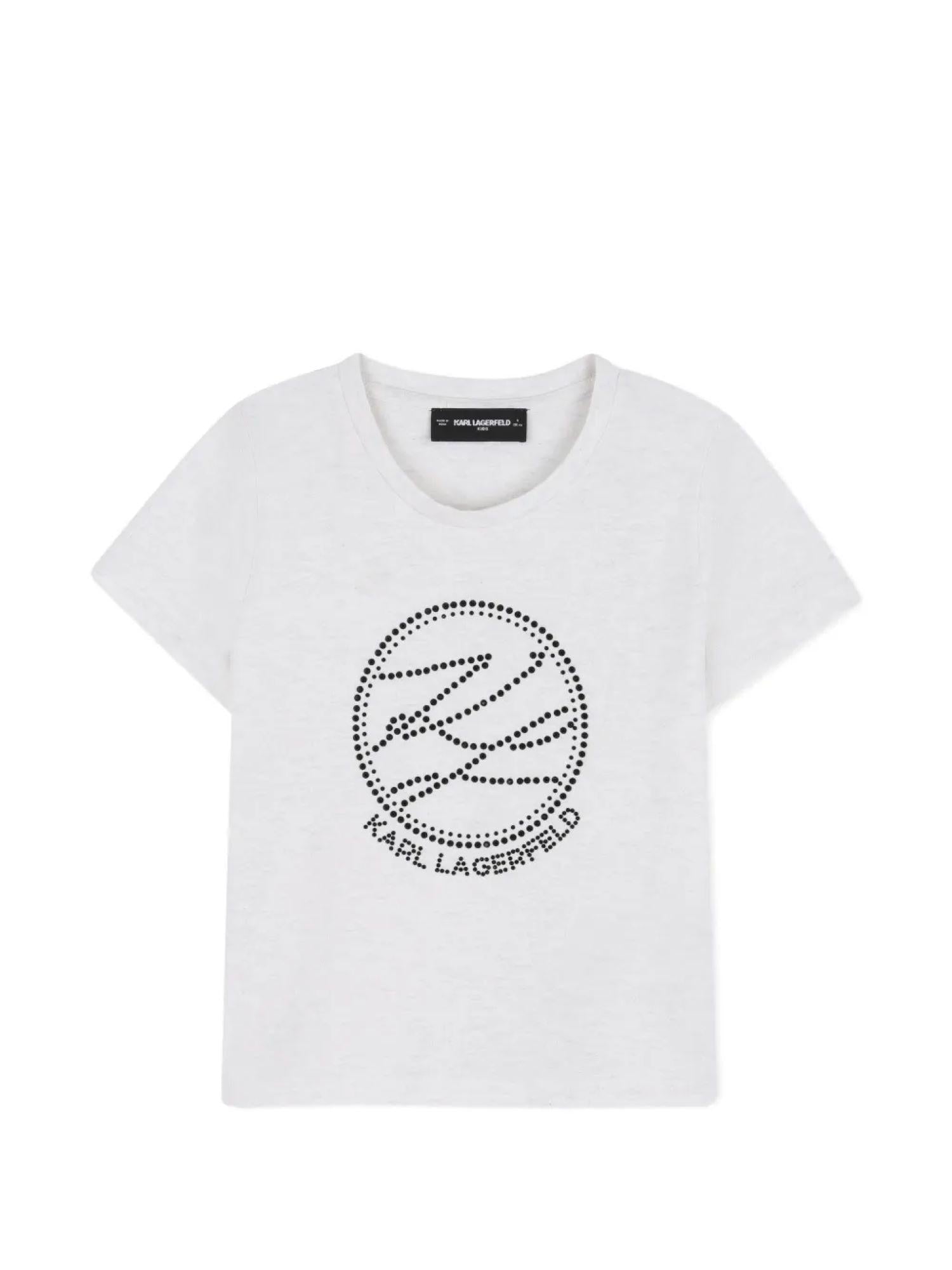 Karl Lagerfeld T-shirt bambina lurex con logo gioiello bianco grigio Z31159 GRIGIO BIANCO KARL LAGERFELD KIDS