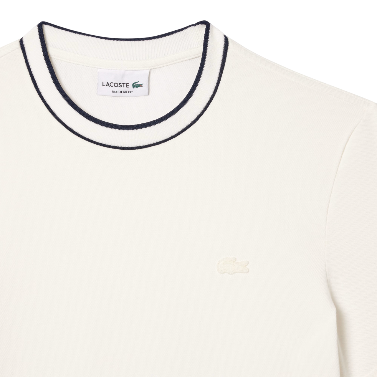 Lacoste T-shirt in piquè con colletto a righe bianco latte TH8174 70V LACOSTE