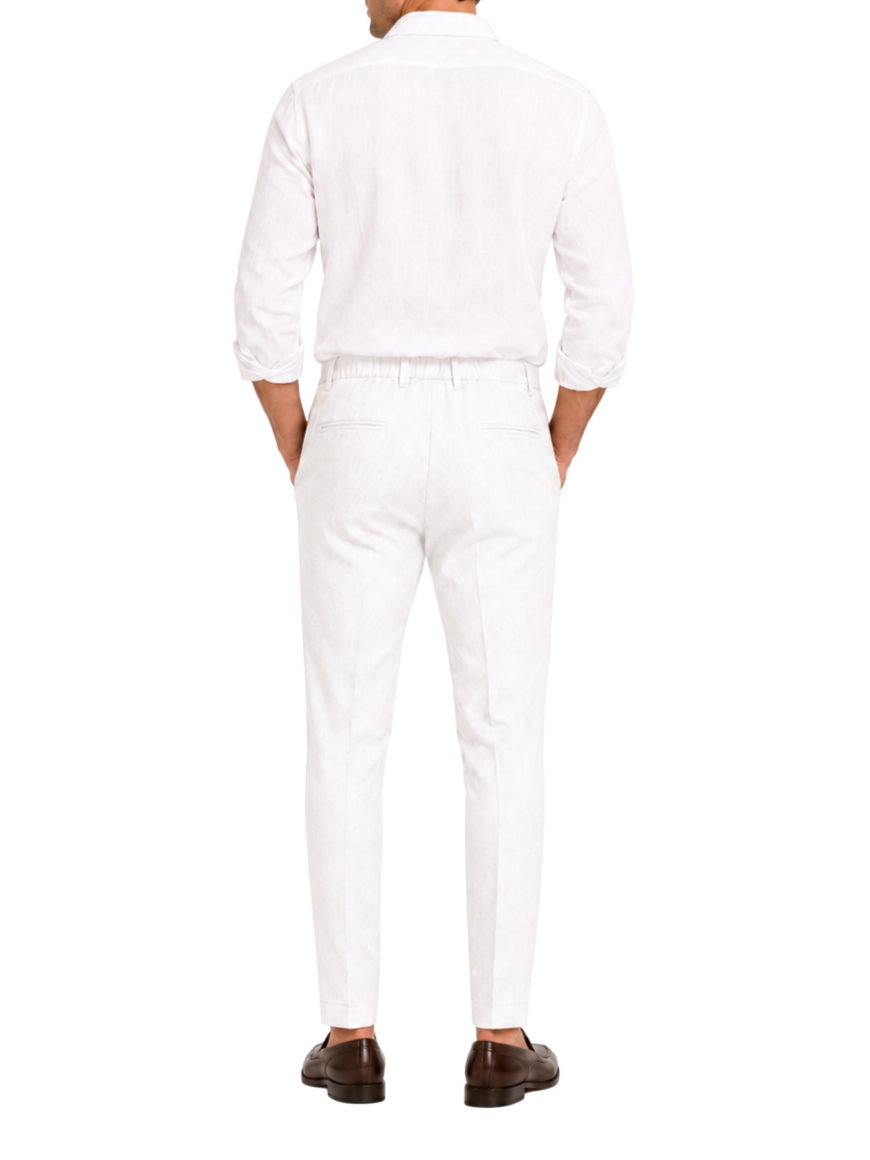 Le Braghe pantaloni uomo in lino slim bianco J381-1631 BIANCO Le Braghe