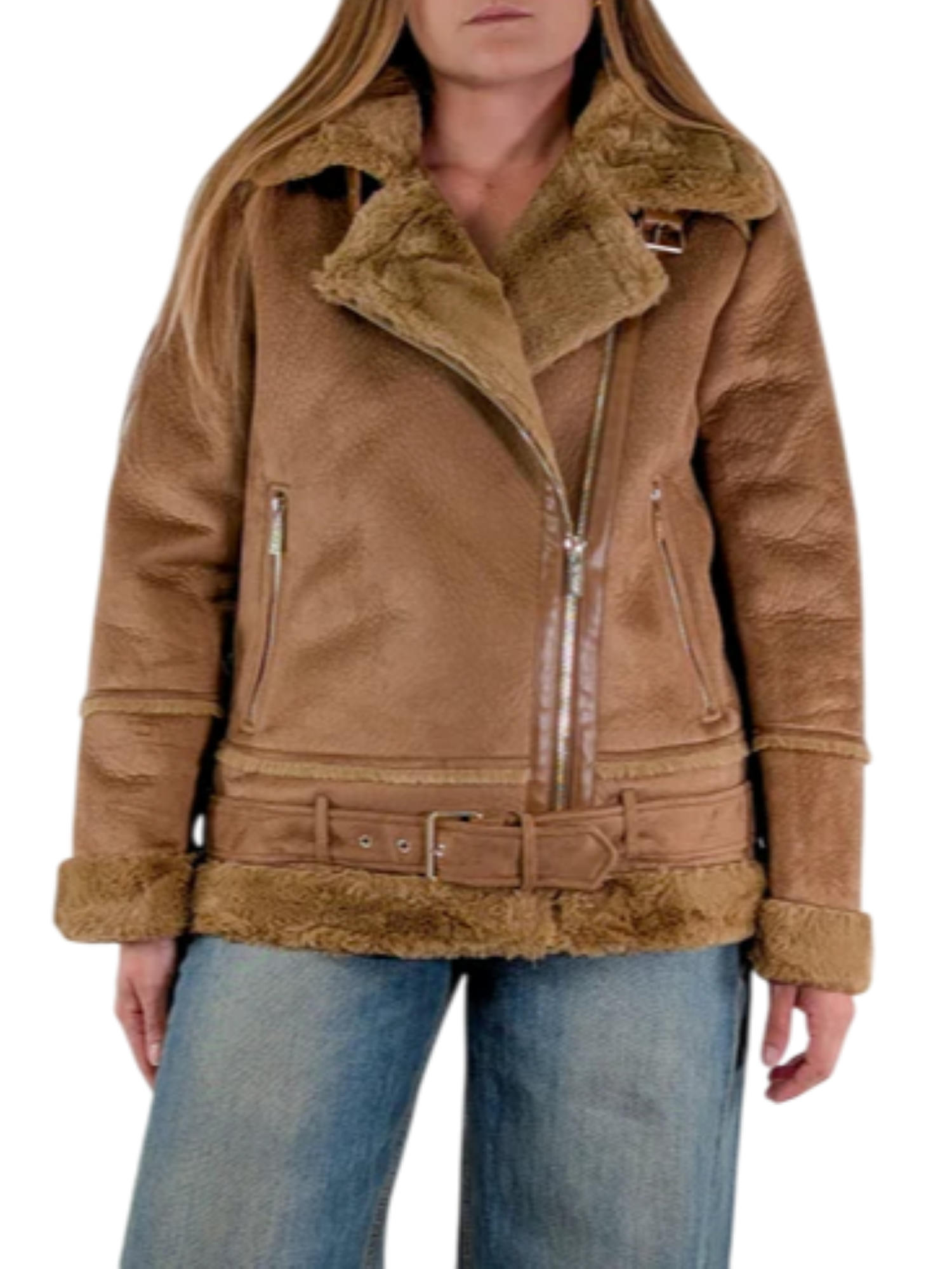 Vicolo montone ecologico con ecopelliccia color cammello TF0091 CAMMELLO VICOLO