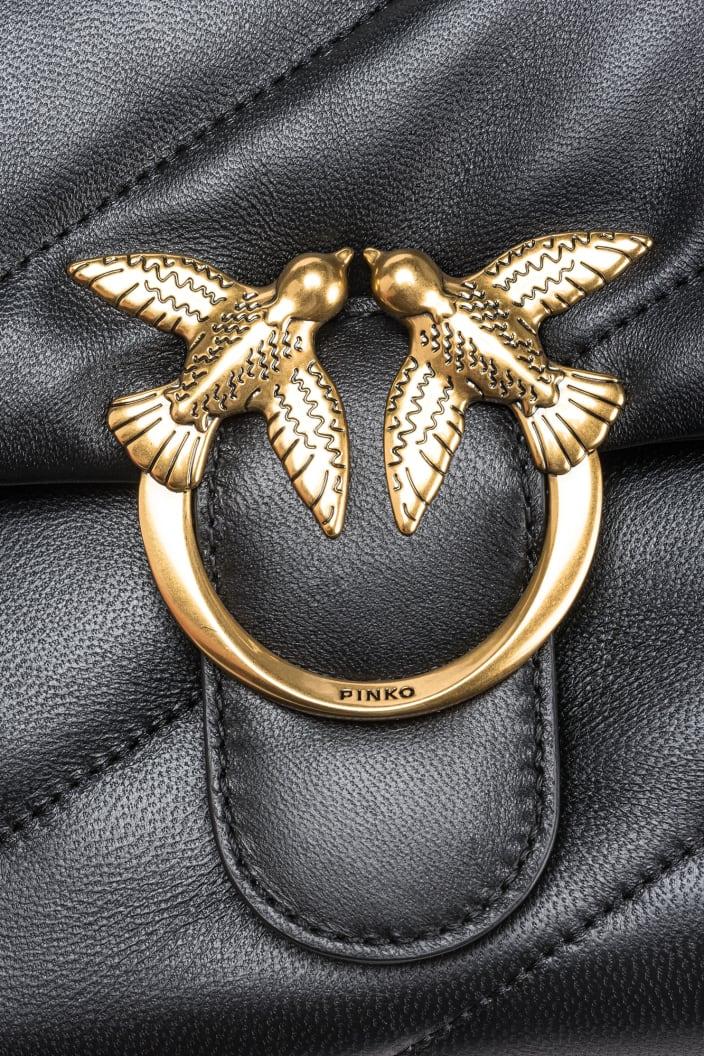 Pinko borsa Love Bag Puff Classic in pelle trapuntata nero oro 100038-A0F2 Z99Q PINKO