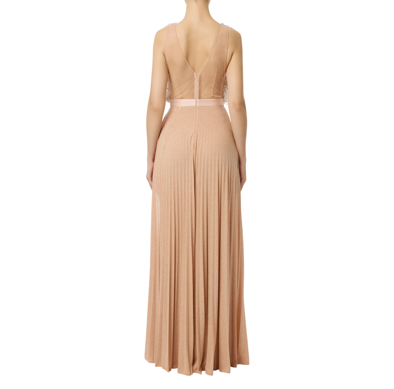 Elisabetta Franchi abito elegante Red Carpet in tulle e jersey rosa cipria ABR1957E2 EA1 ELISABETTA FRANCHI