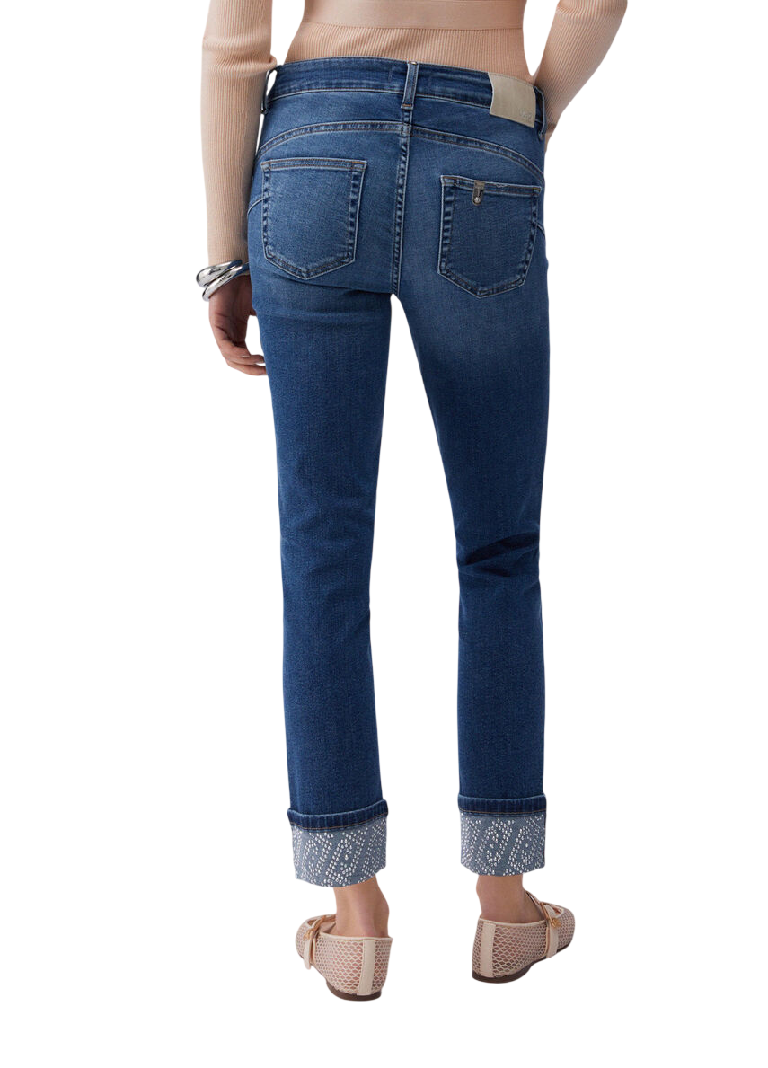 Liu Jo jeans Monroe slim con risvolto gioiello lavaggio blu UA6006D0305 78967 LIU JO